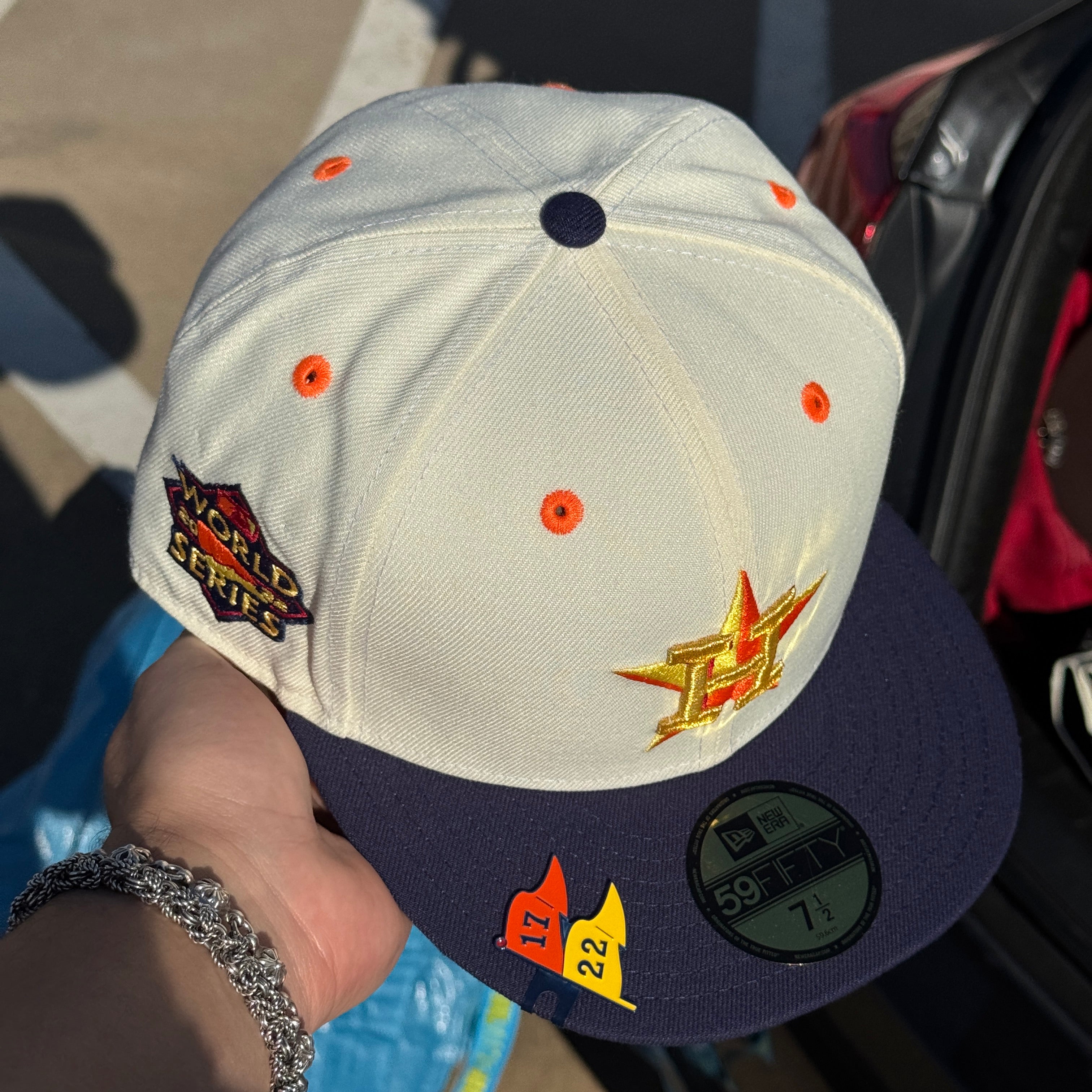 NWT 1/2 Chrome Houston Astros 2022 World Series 59fifty New Era Fitted Hat Cap