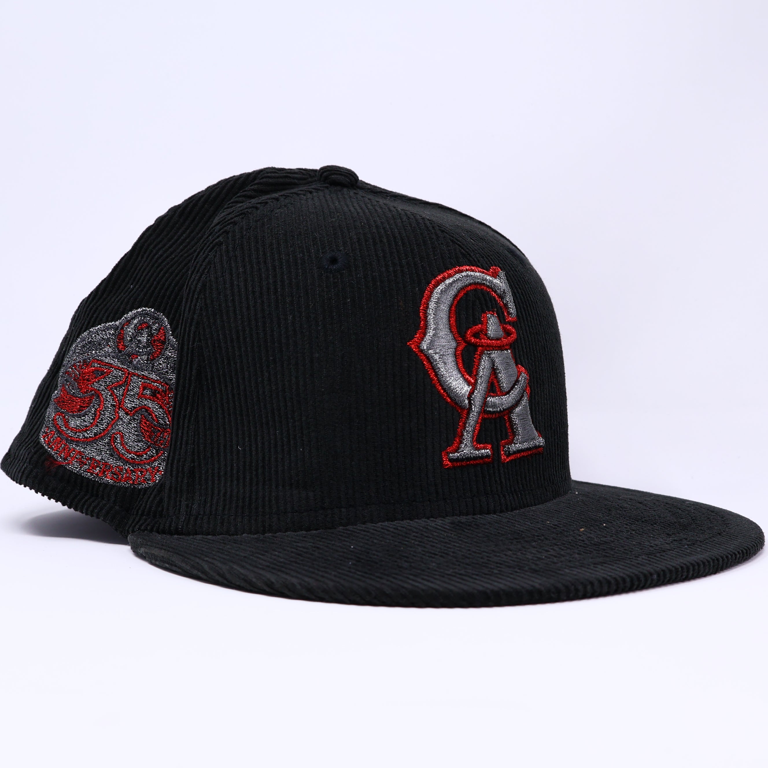 NWT 1/4 Black Los Angeles Angels 35th Anniversary 59fifty New Era Fitted Hat Cap