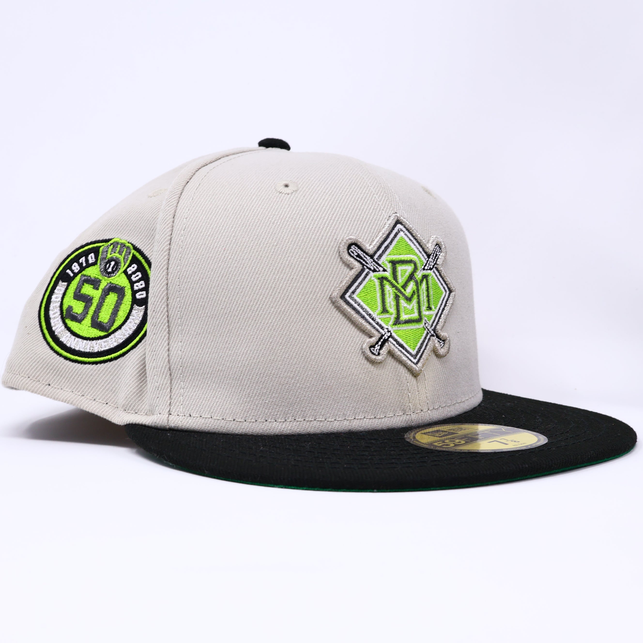 NWT 7/8 Stone Milwaukee Brewers 50th Anniversary 59fifty New Era Fitted Hat Cap