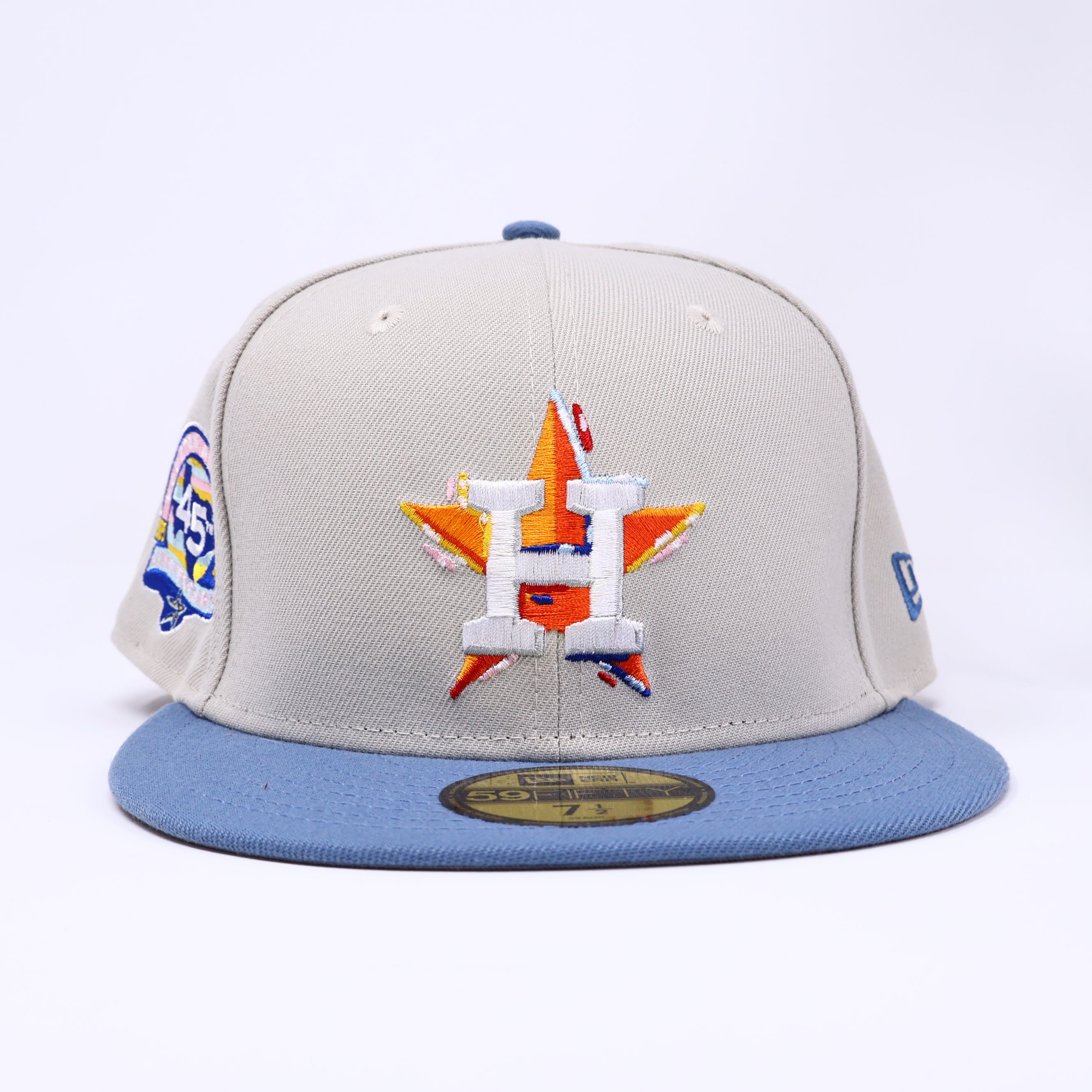 NWT 1/2 Chrome Houston Astros 45th Anniversary 59fifty New Era Fitted Hat Cap