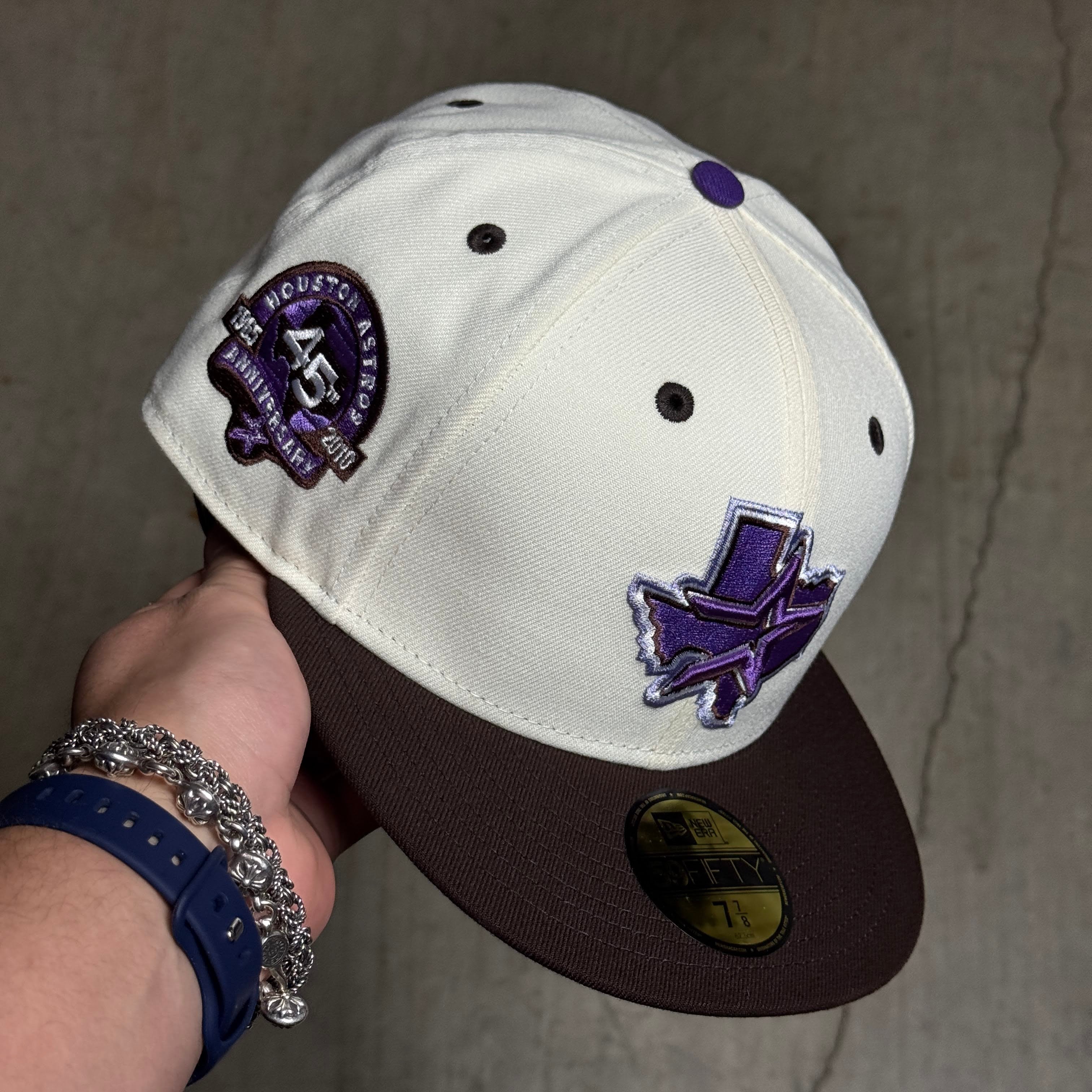 NWT 7/8 Chrome Houston Astros 45th Anniversary 59fifty New Era Fitted Hat Cap