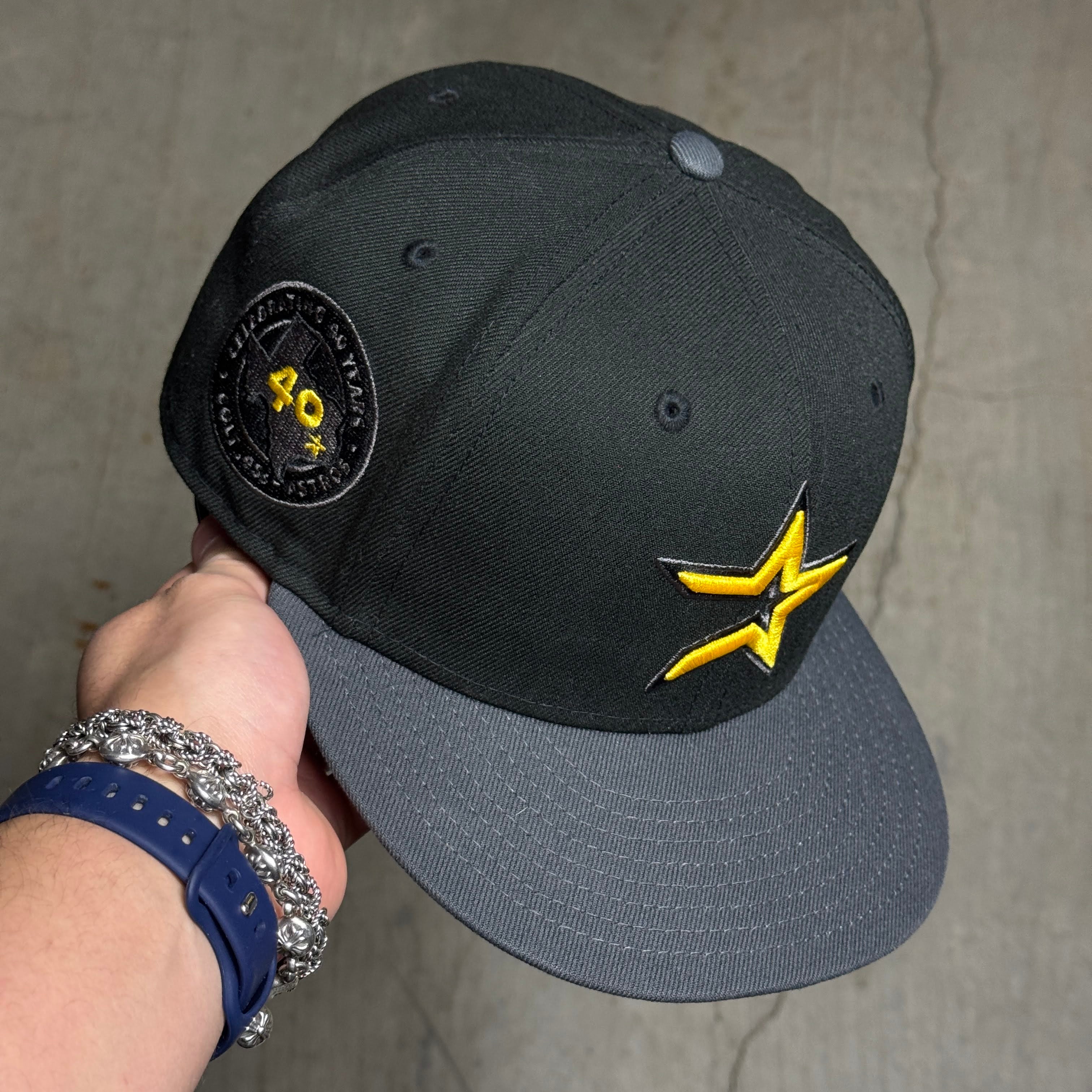 USED 5/8 Black Houston Astros Celebrating 40 Years 59fifty New Era Fitted Hat Cap