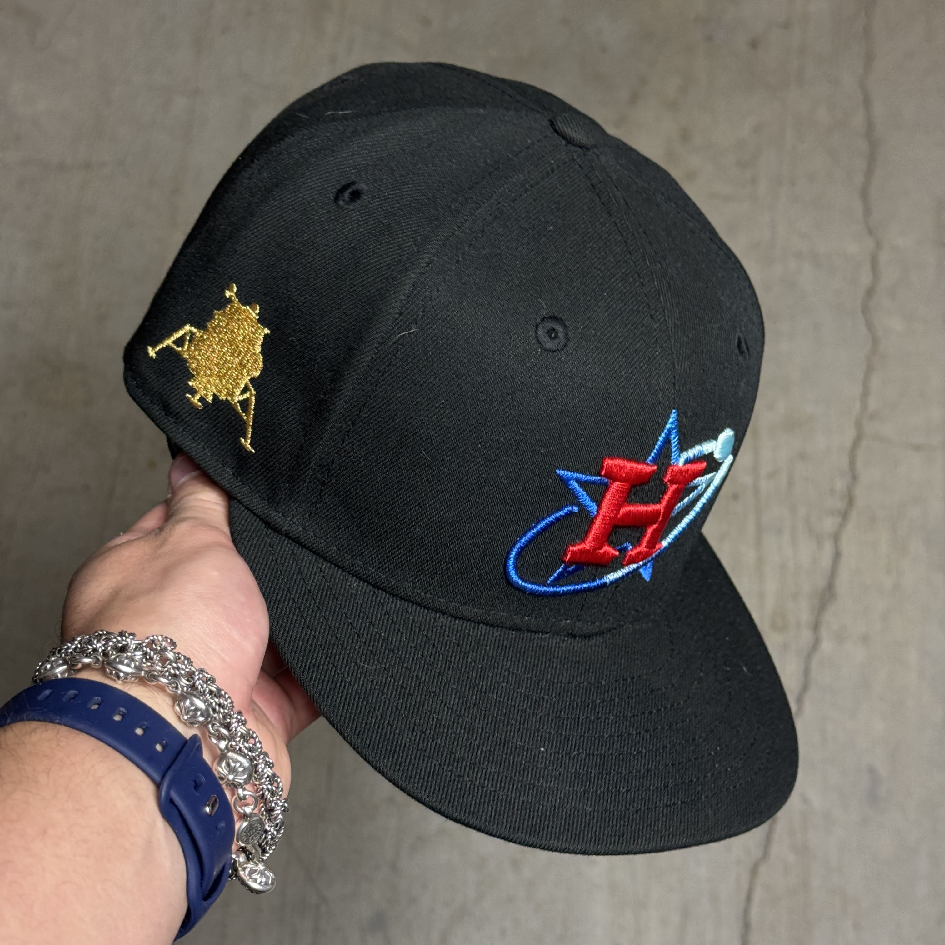 USED 5/8 Black Houston Astros Space City Connect 59fifty New Era Fitted Hat Cap