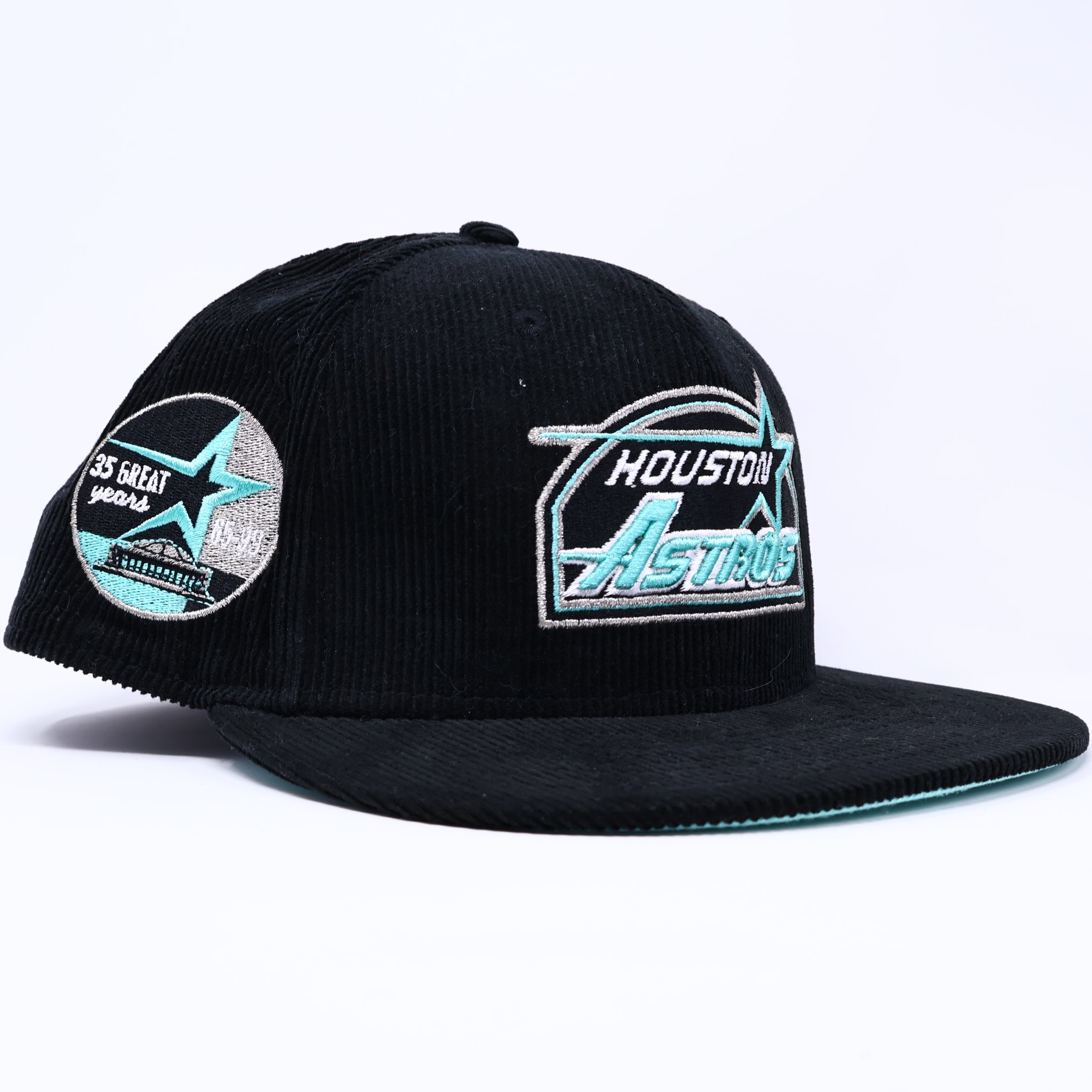 NEW 1/2 Black Houston Astros 35 Great Years Corduroy 59FIFTY New Era Fitted Hat