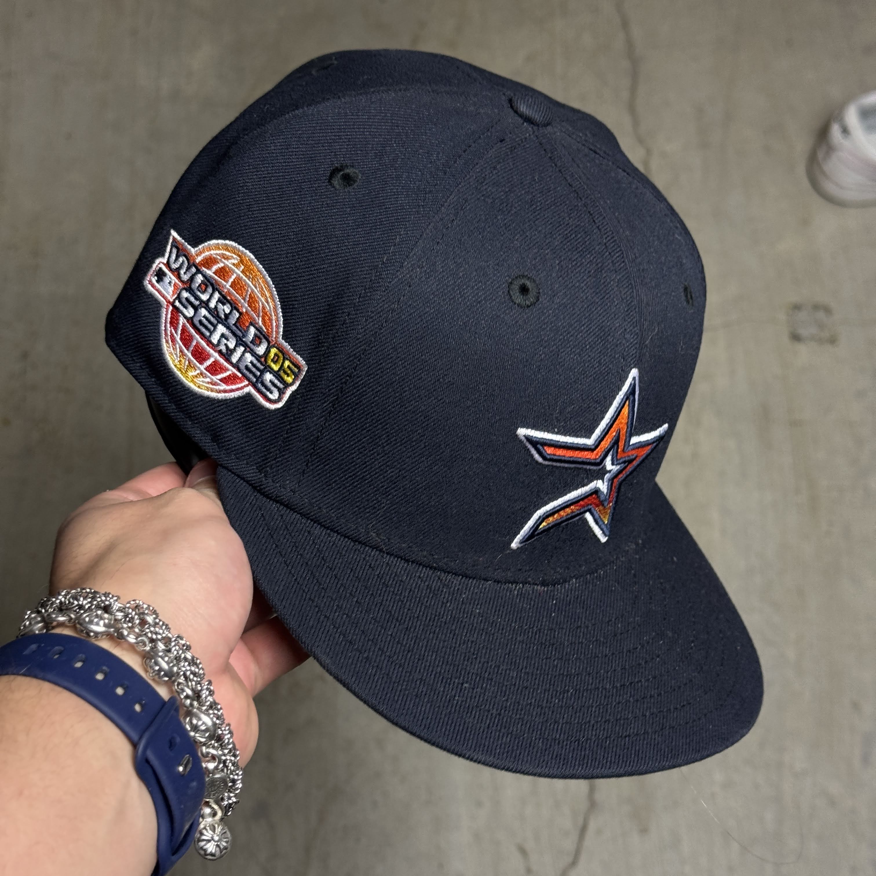 USED 3/4 Navy Houston Astros 2005 World Series 59fifty New Era Fitted Hat Cap