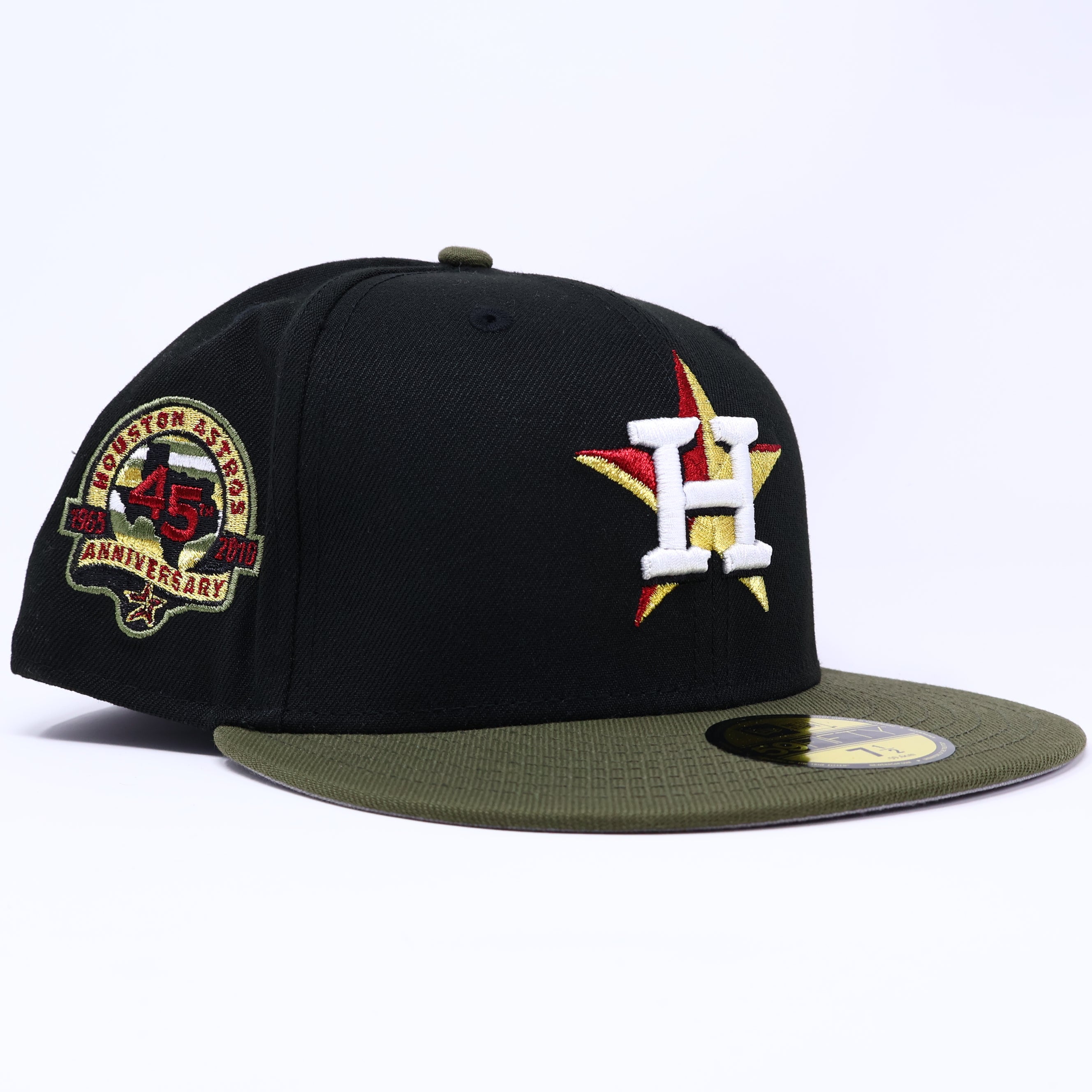 NWT 1/2 Black Houston Astros 45th Anniversary 59fifty New Era Fitted Hat Cap