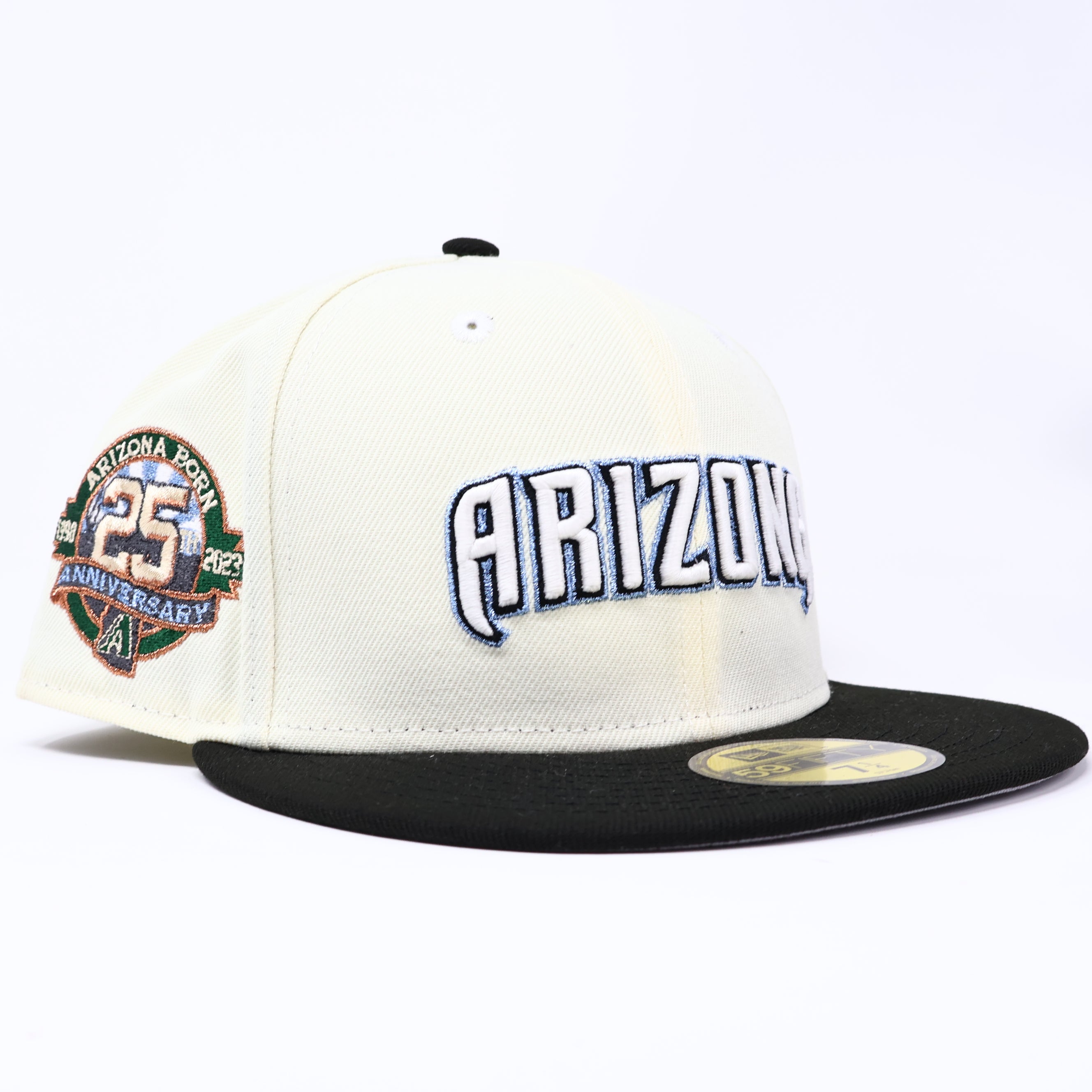 NWT 1/4 Chrome Arizona Diamondbacks 25th Anniversary 59fifty New Era Fitted Hat Cap