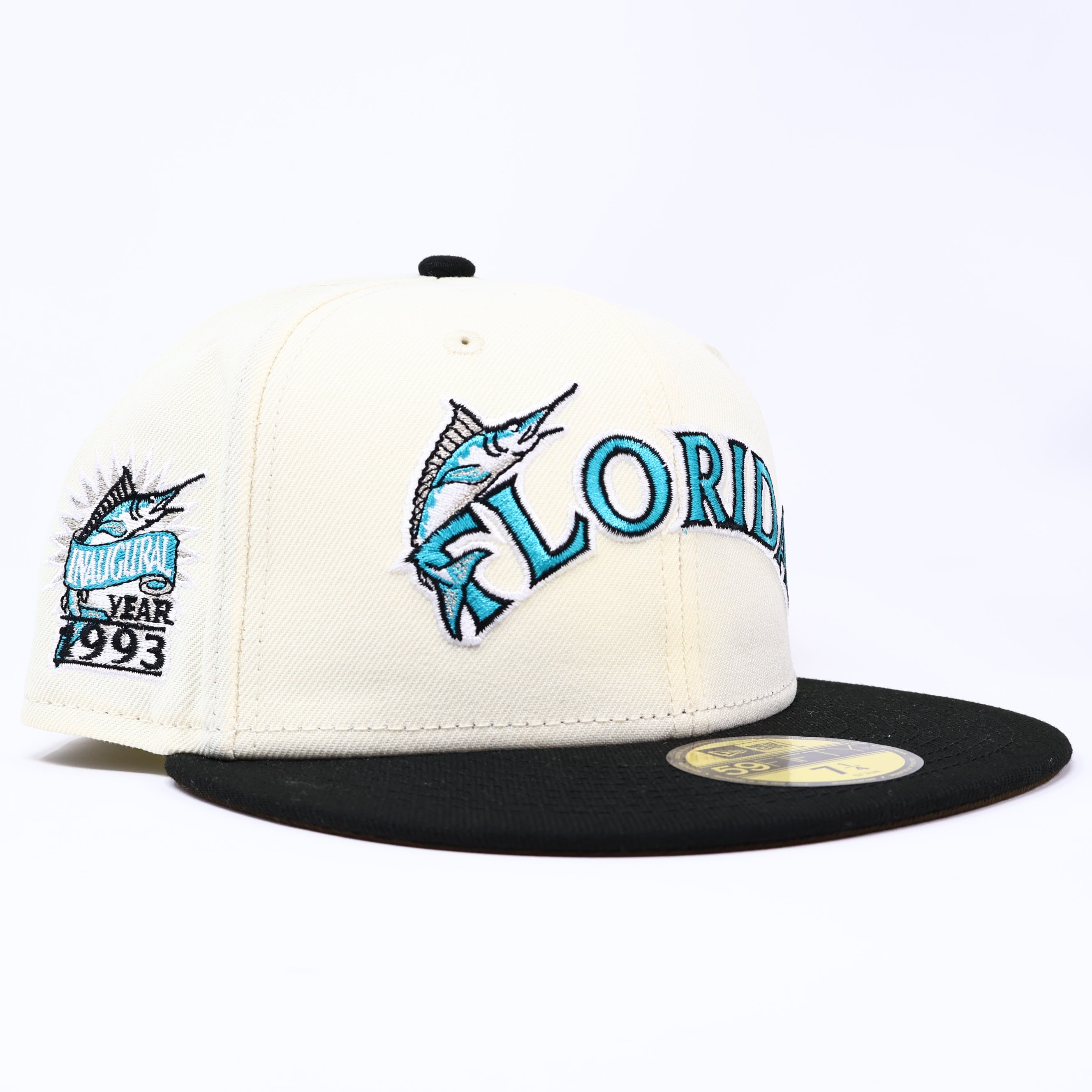 NWT 1/4 Chrome Florida Marlins 1993 Inaugural 59fifty New Era Fitted Hat Cap