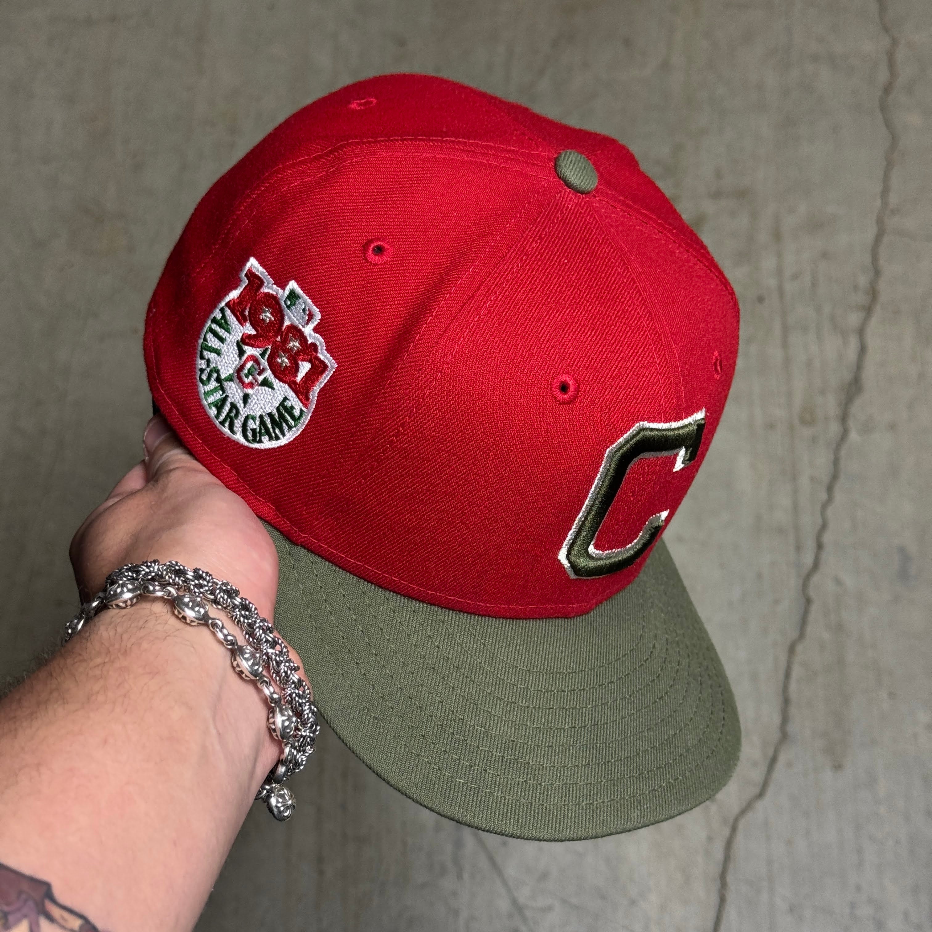 USED 1/4 Red Cleveland Indians 1981 All Star Game 59fifty New Era Fitted Hat Cap