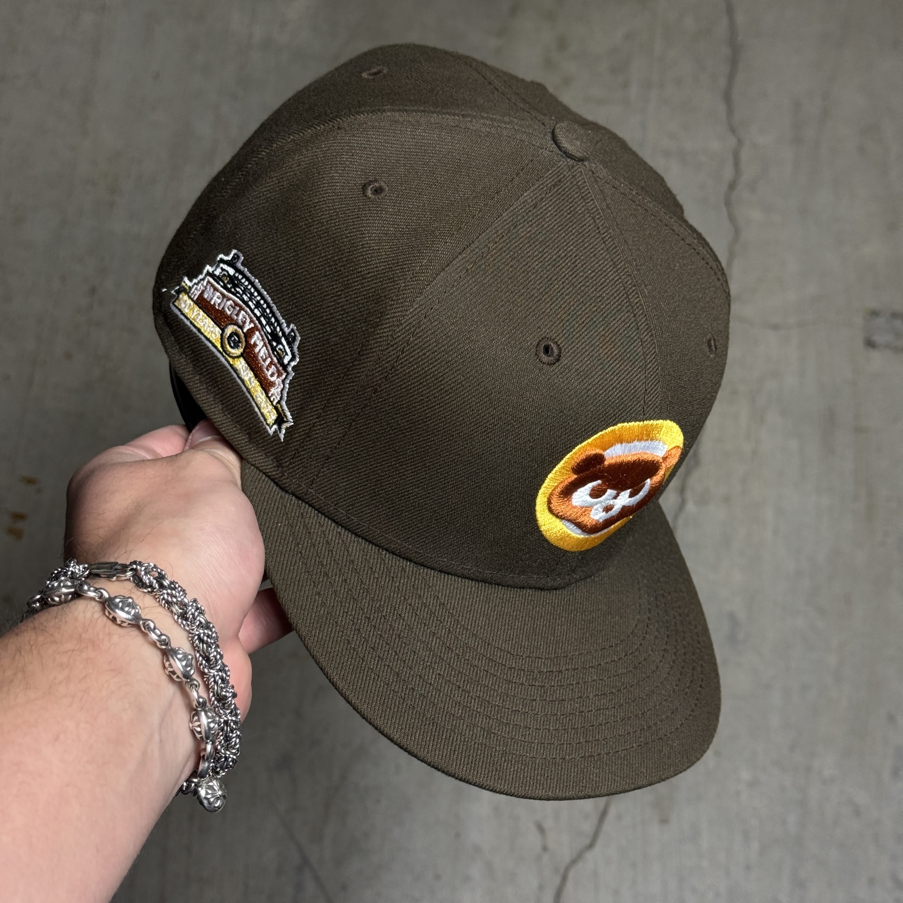 USED 3/8 Brown Chicago Cubs Wrigley Field 59fifty New Era Fitted Hat Cap