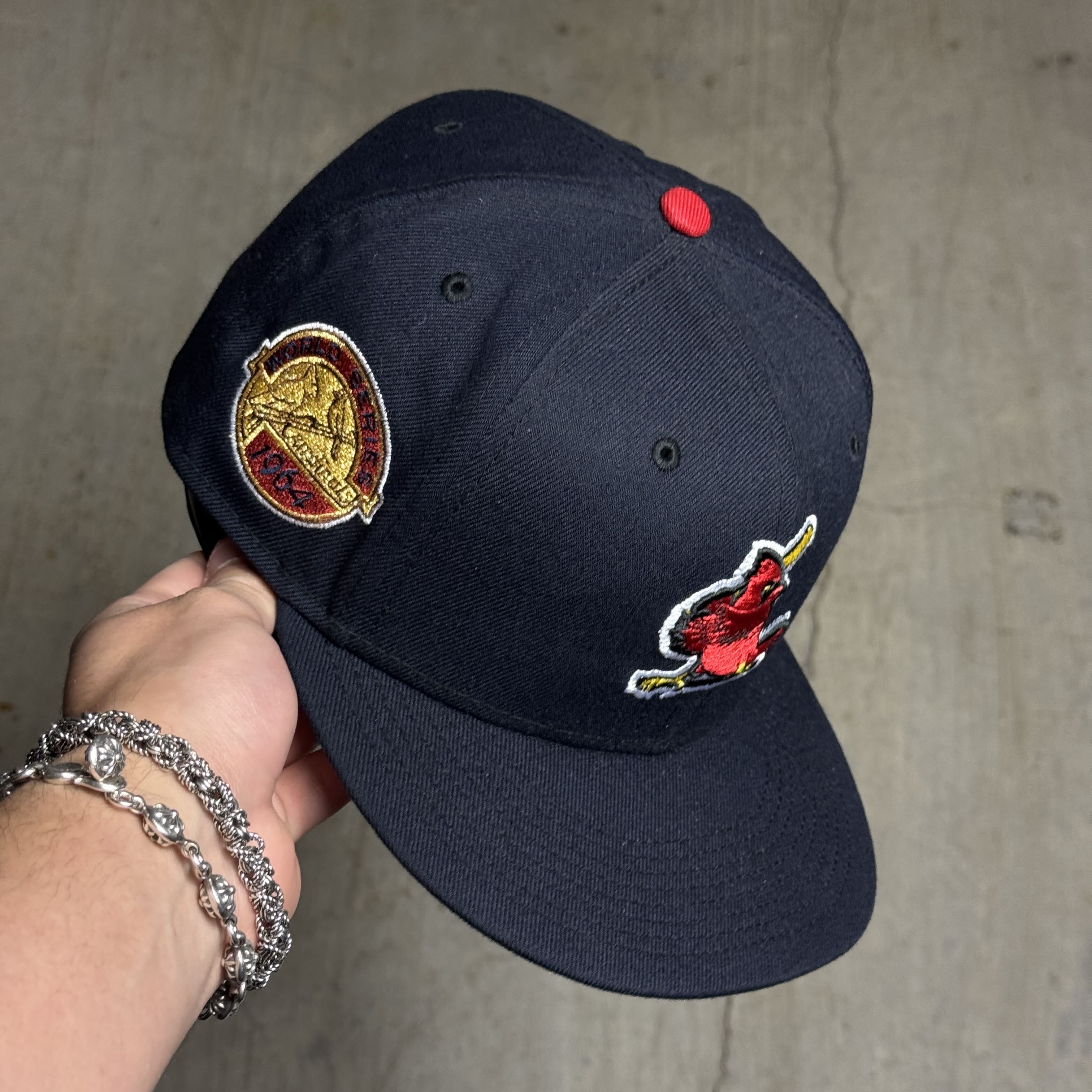 USED 1/2 Navy St. Louis Cardinals 1964 World Series 59fifty New Era Fitted Hat Cap