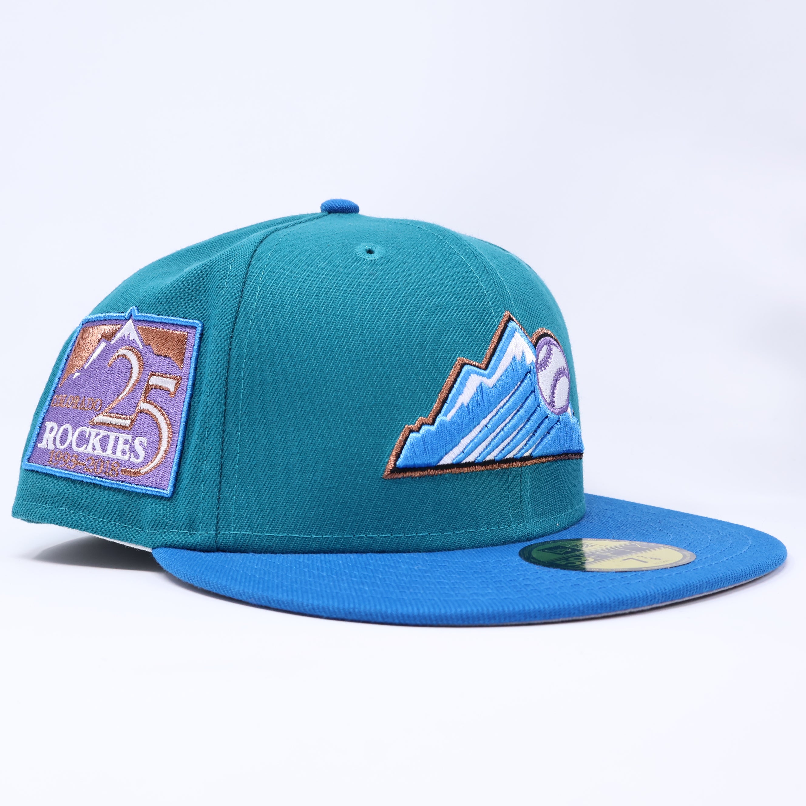 NWT 7/8 Teal Colorado Rockies 25th Anniversary 59fifty New Era Fitted Hat Cap