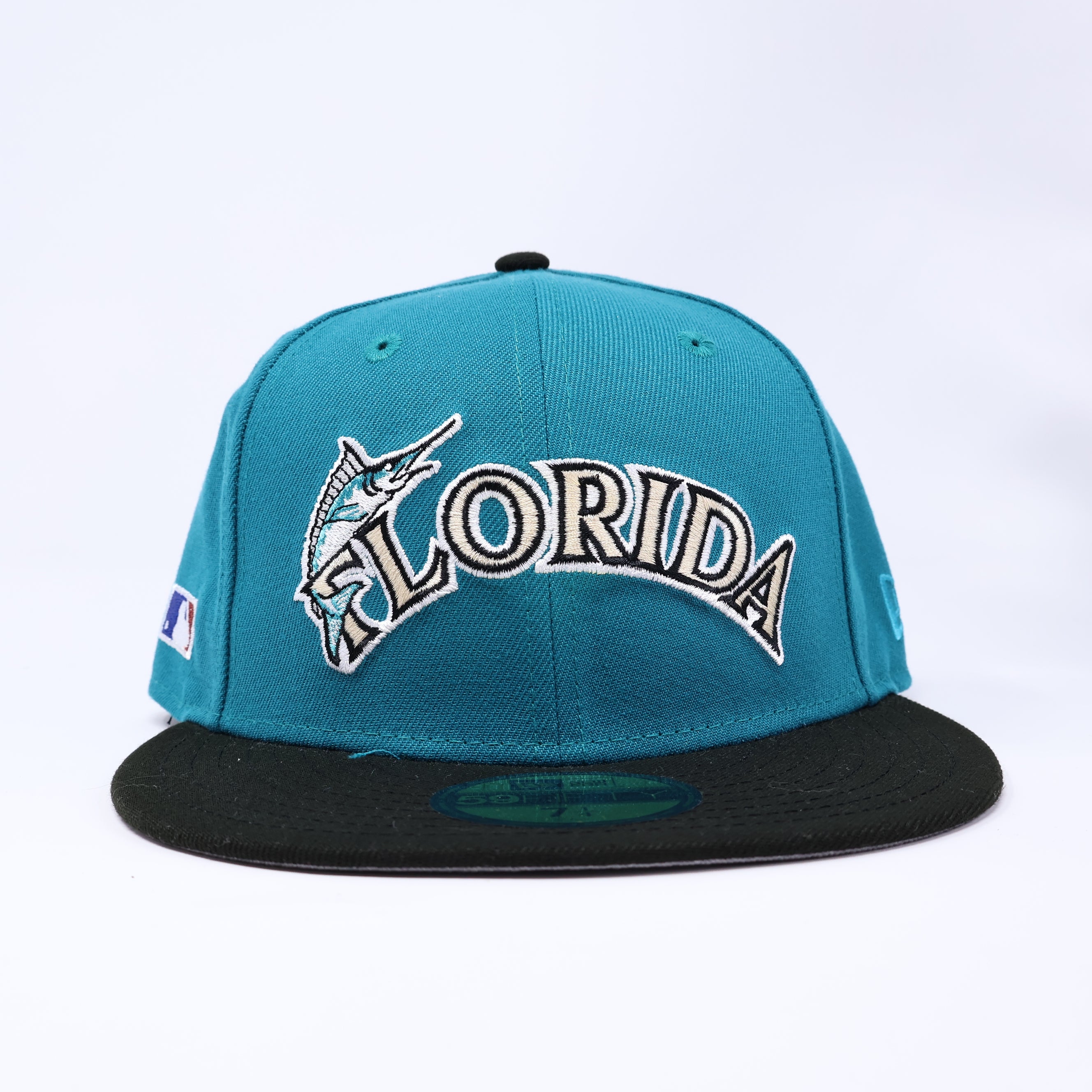 NWT 1/4 Teal Florida Marlins Simple Clean Dope 59fifty New Era Fitted Hat Cap