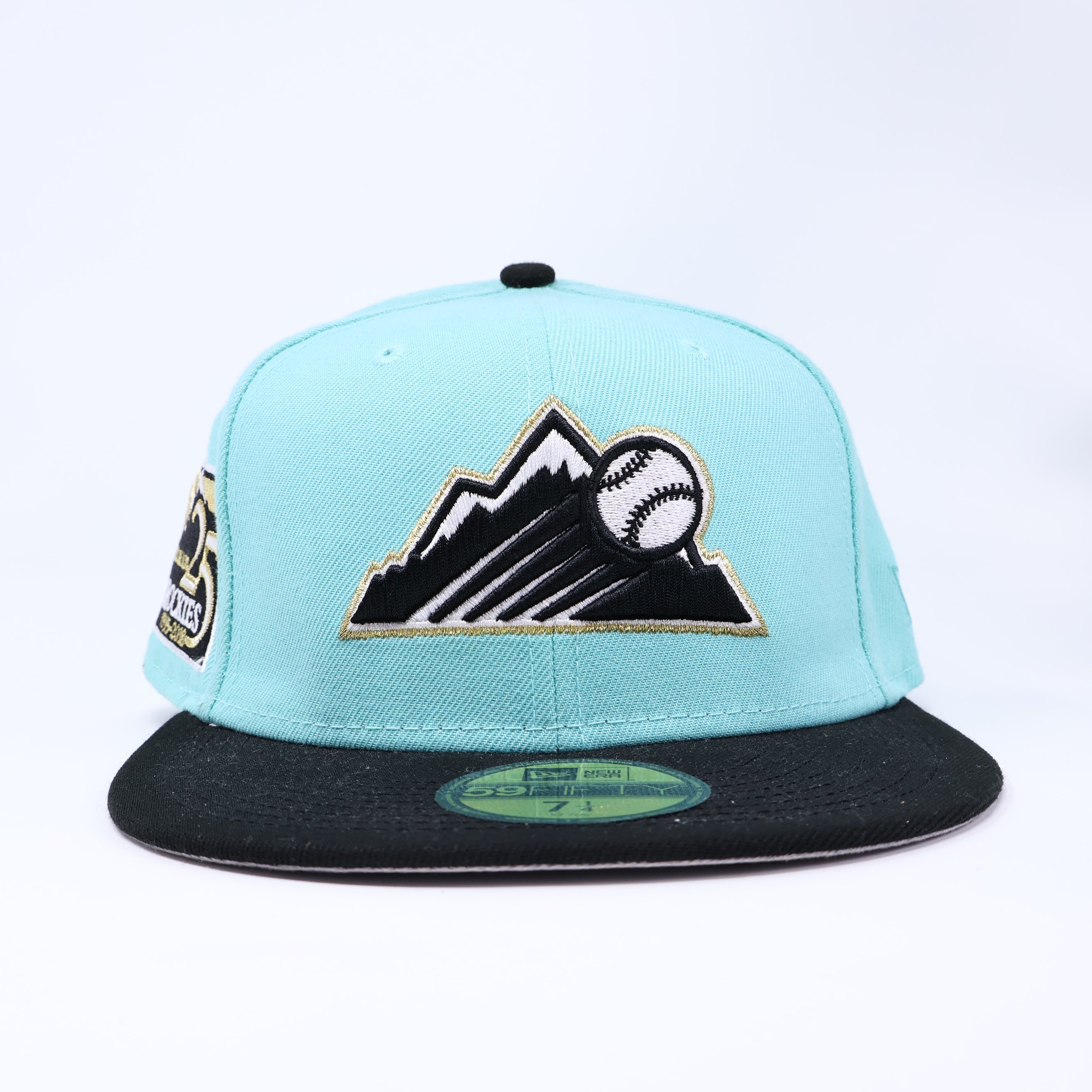 NEW 1/4 Turquoise Blue Colorado Rockies 25th Anniversary 59fifty New Era Fitted Hat Cap