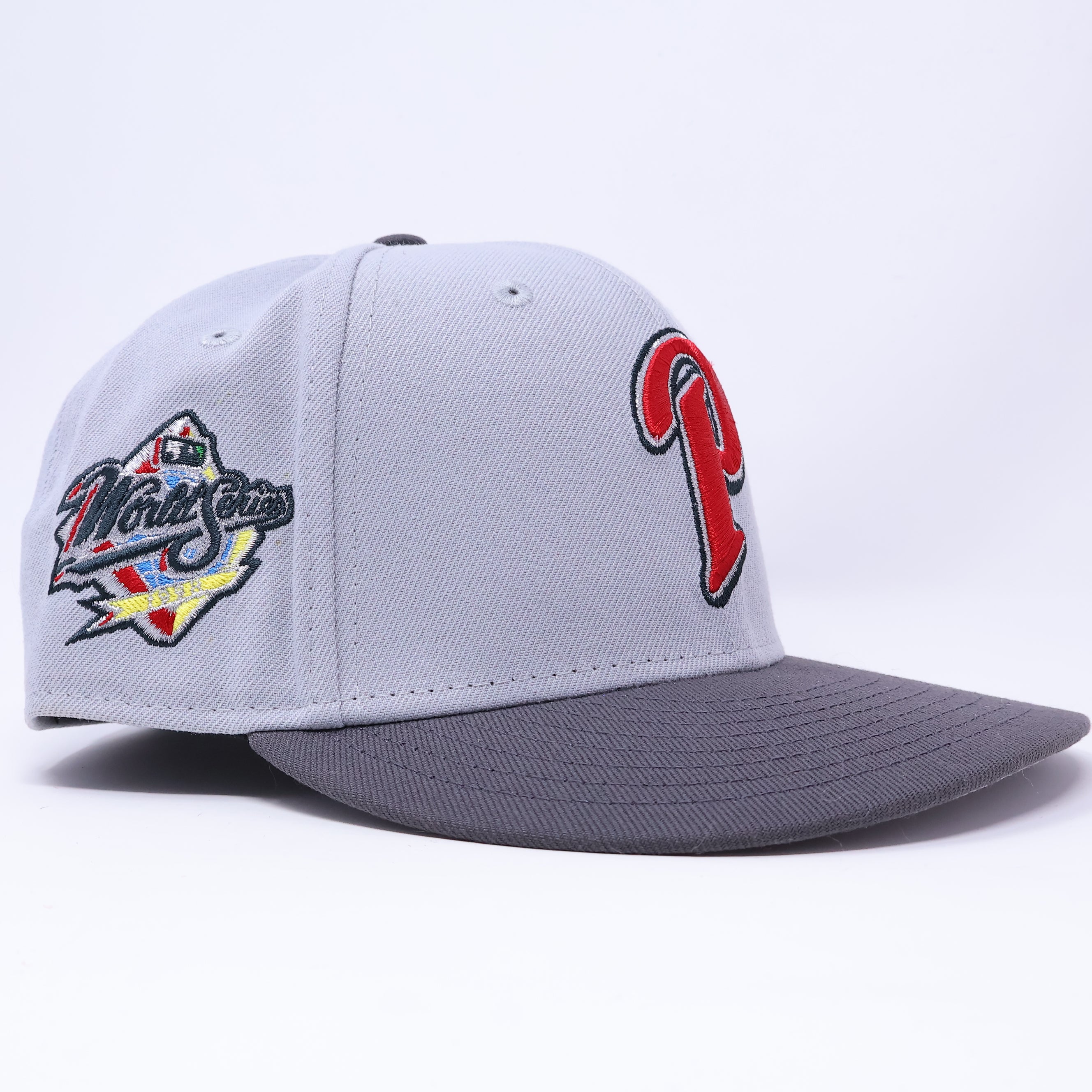 USED 3/8 Gray Philadelphia Phillies World Series 59fifty New Era Fitted Hat Cap