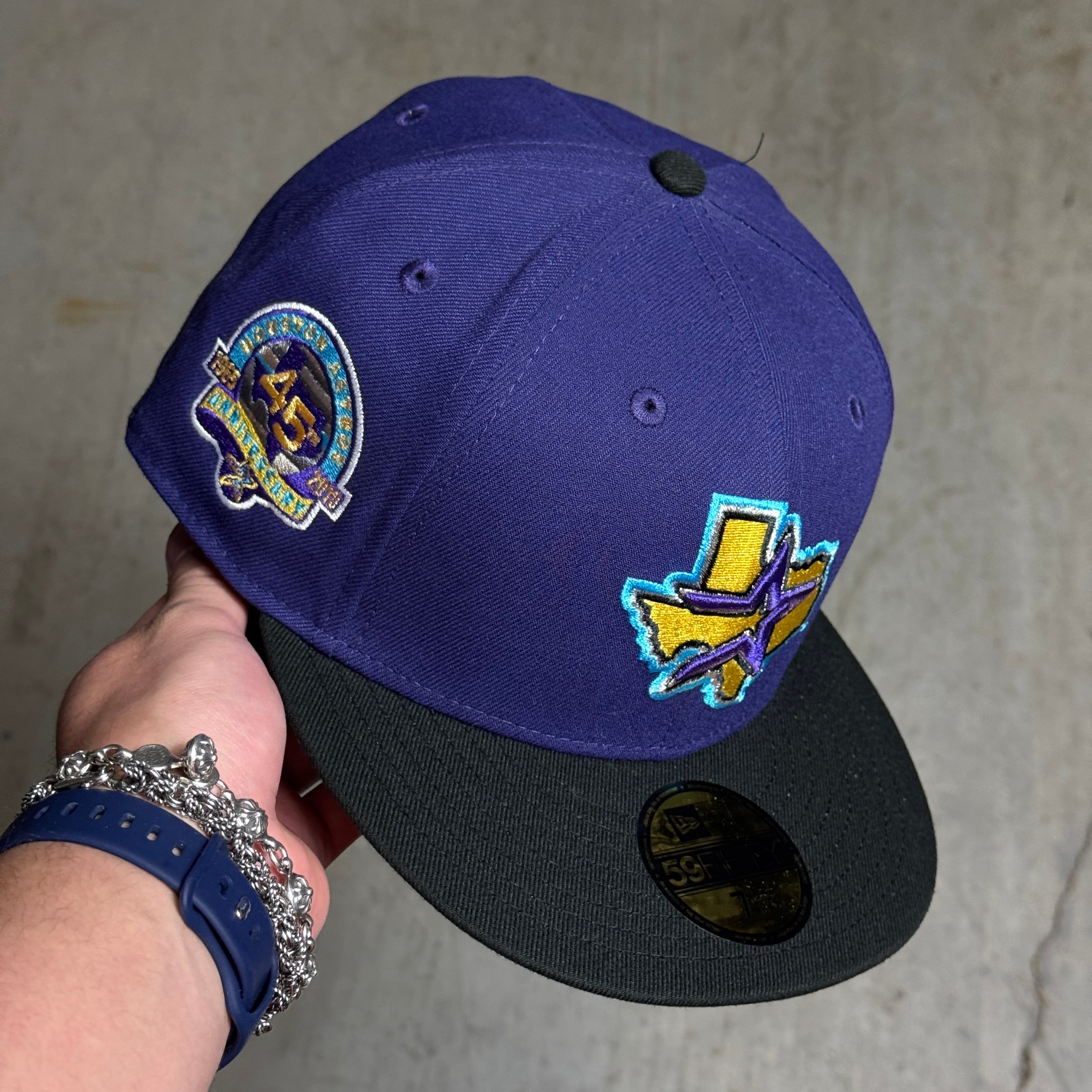 NWT 5/8 Purple Houston Astros 45th Anniversary 59fifty New Era Fitted Hat Cap