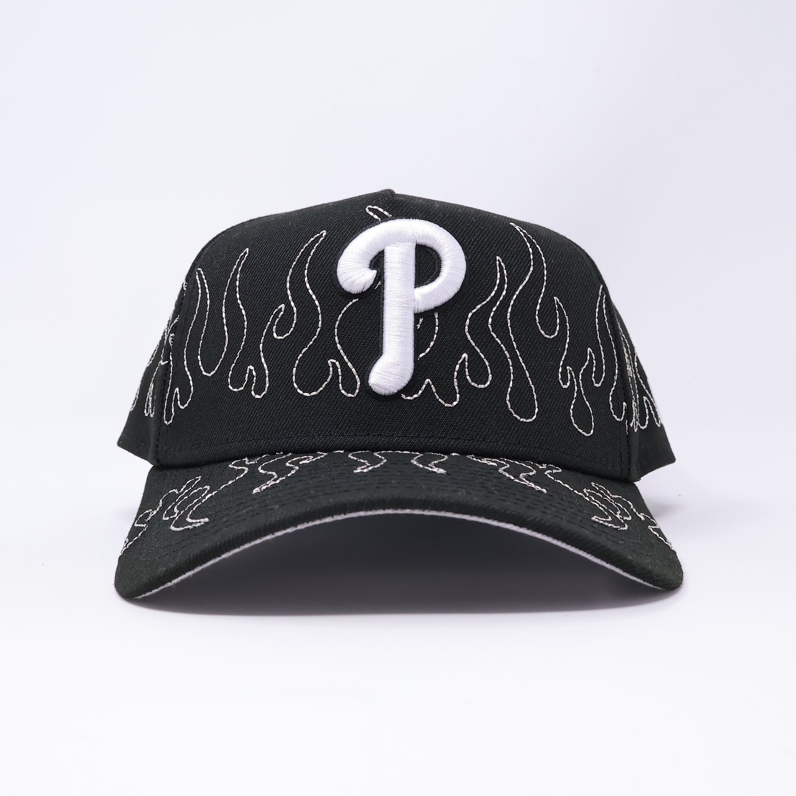 NWT Black Philadelphia Phillies Flames Stitching 9Forty A-Frame New Era Adjustable Snapback Hat 5 Panel