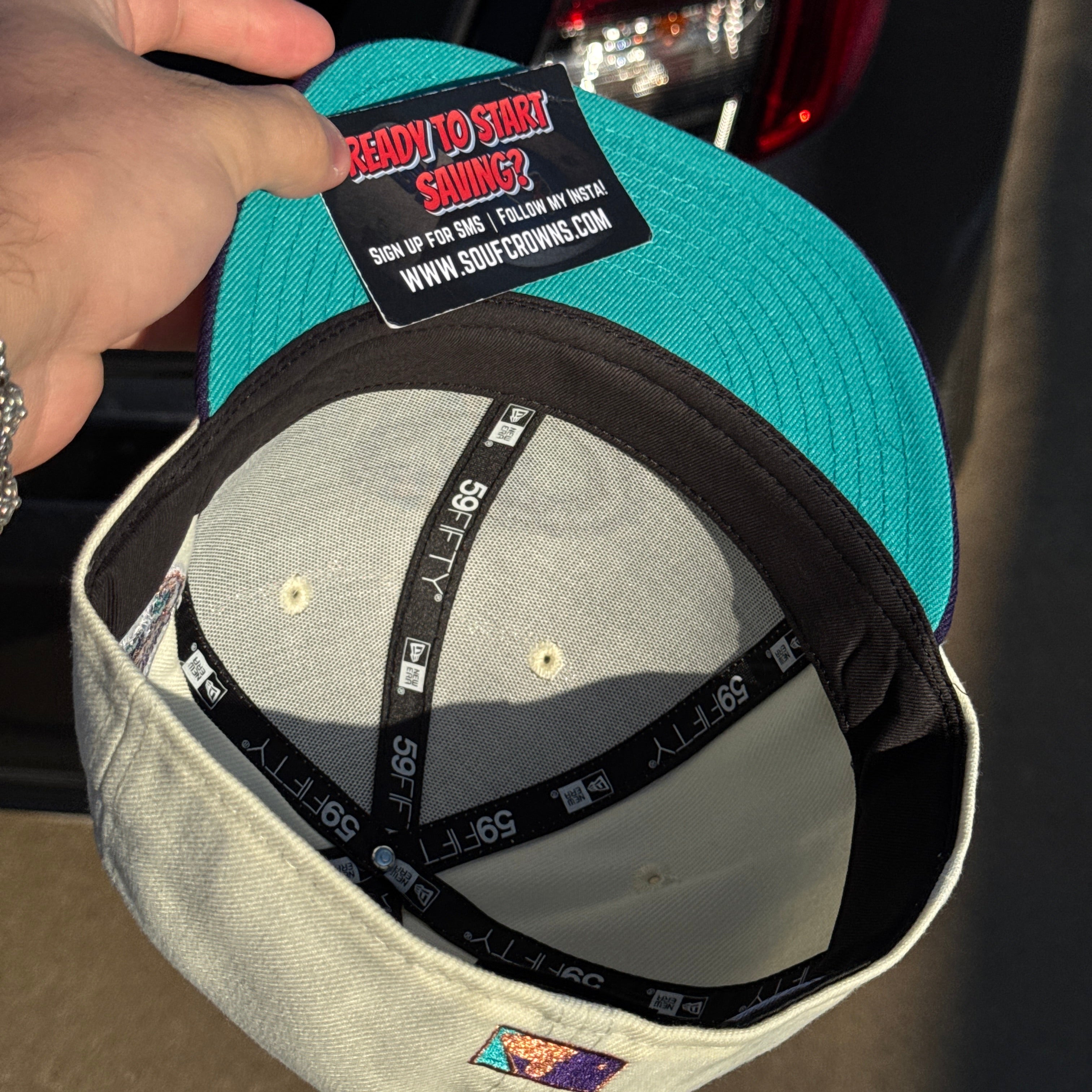 USED 1/8 Chrome Arizona Diamondbacks 1998 Inaugural Season 59fifty New Era Fitted Hat Cap