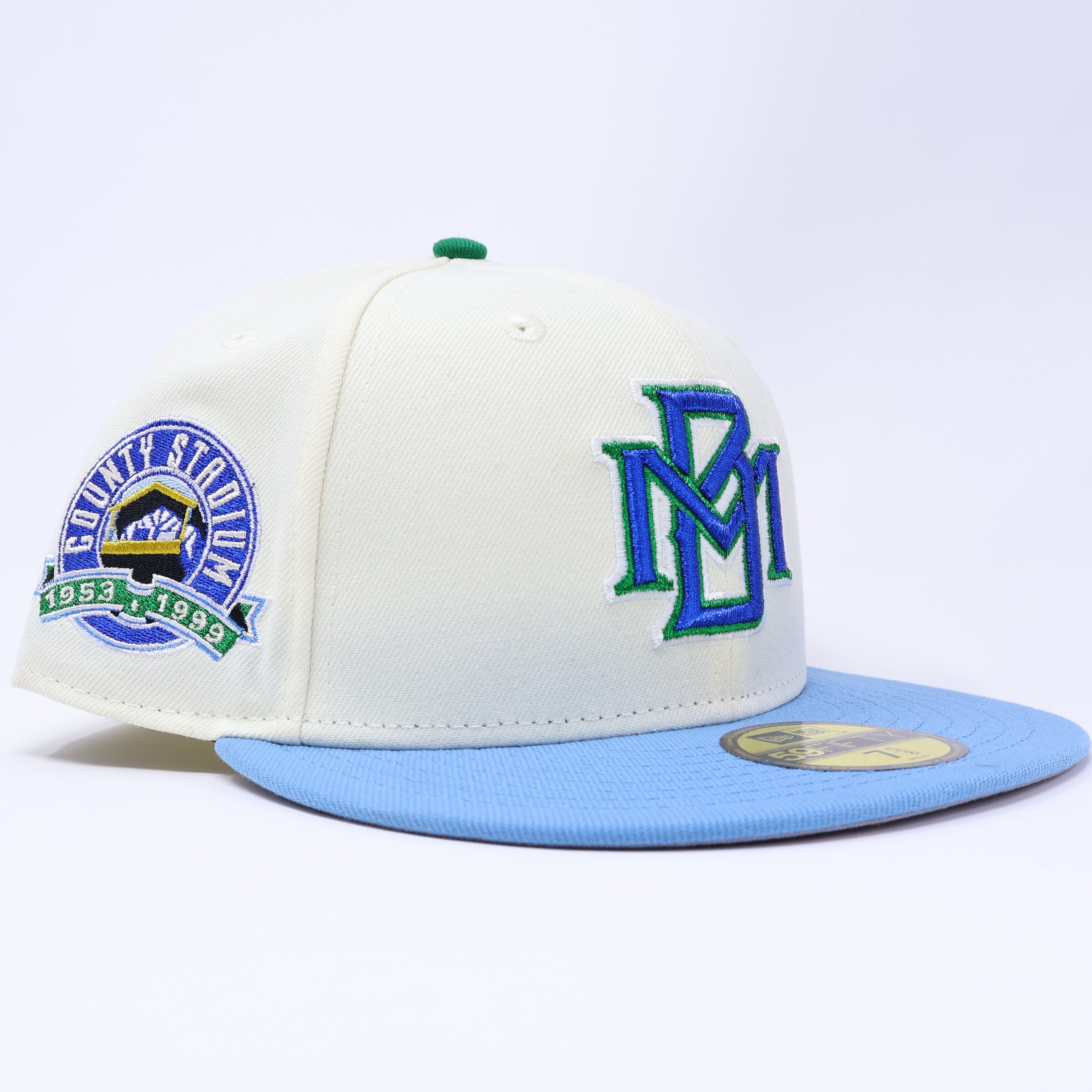 NWT 5/8 Chrome Milwaukee Brewers County Stadium 59fifty New Era Fitted Hat Cap