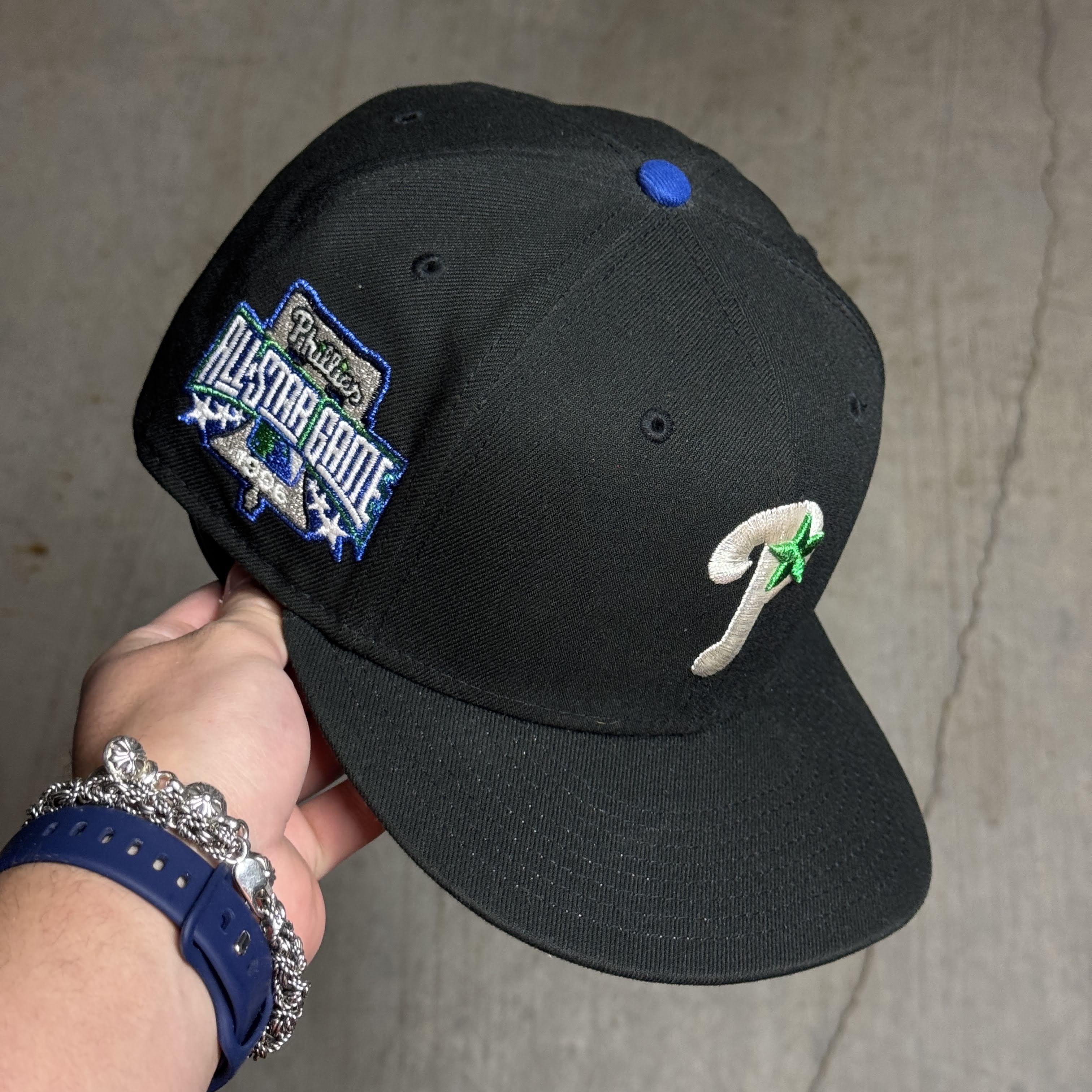 USED 3/4 Black Philadelphia Phillies 1996 All Star Game 59fifty New Era Fitted Hat Cap