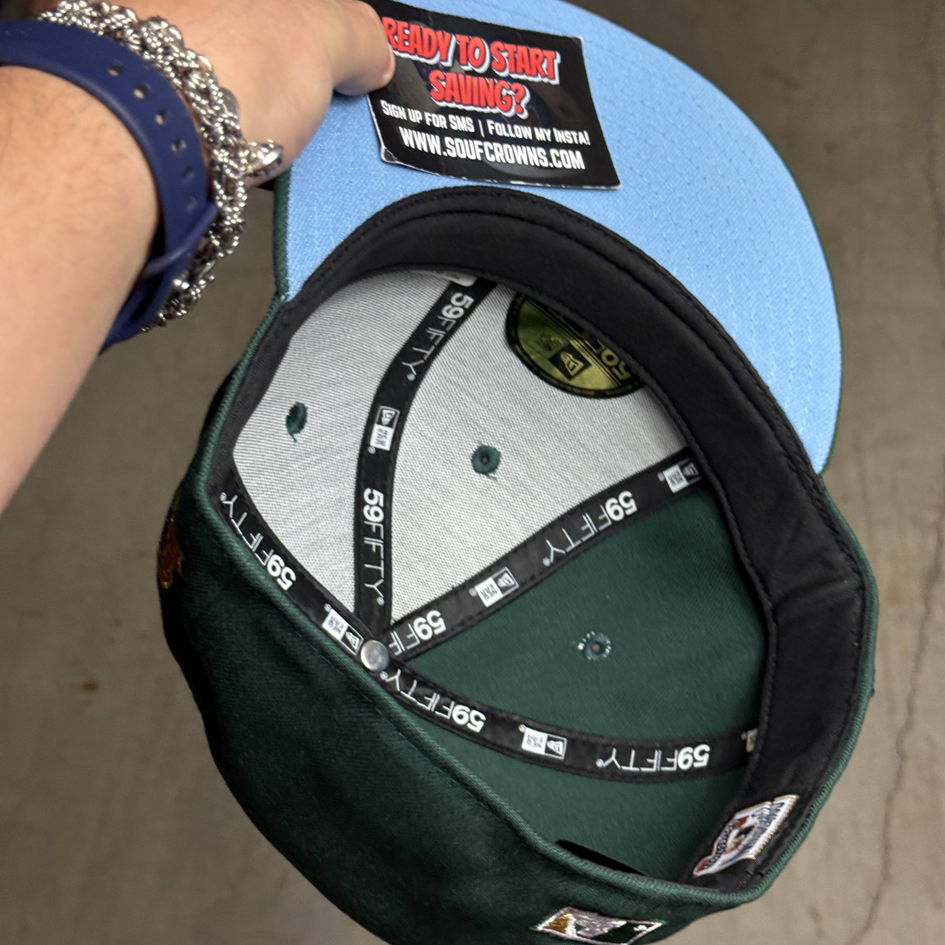 USED 3/4 Green Oakland Athletics 1989 World Series 59fifty New Era Fitted Hat Cap