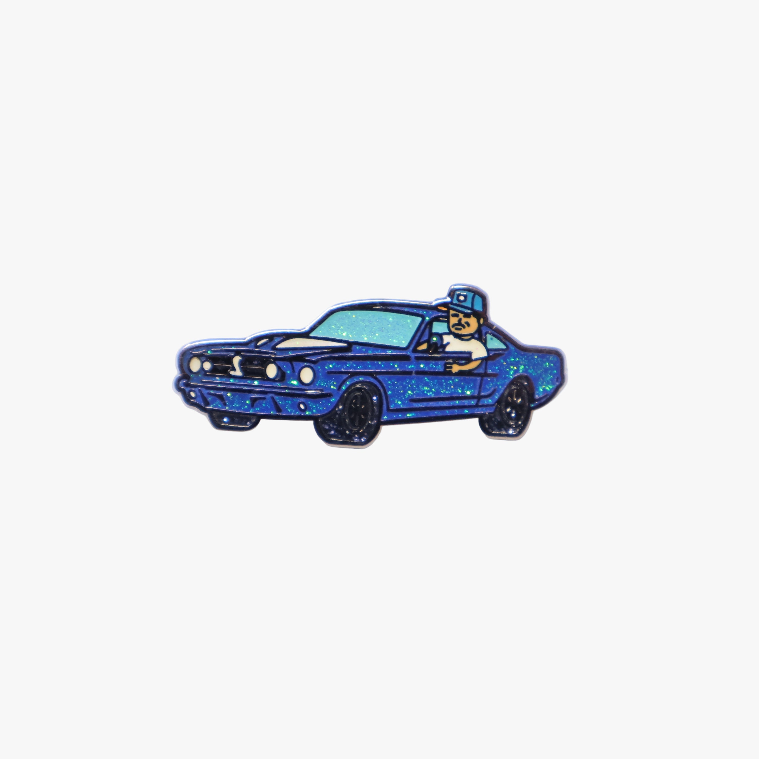 Blue Mustang Graphic Pin