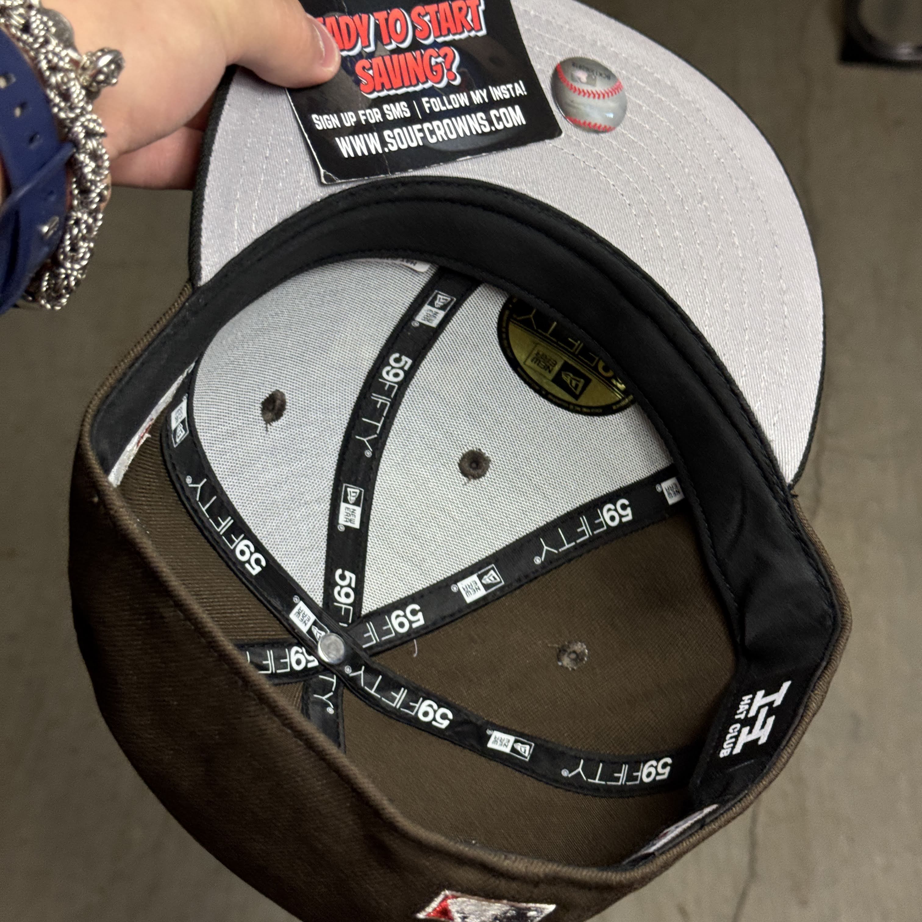 USED 3/4 Brown Dallas Texas Rangers 40th Anniversary 59fifty New Era Fitted Hat Cap