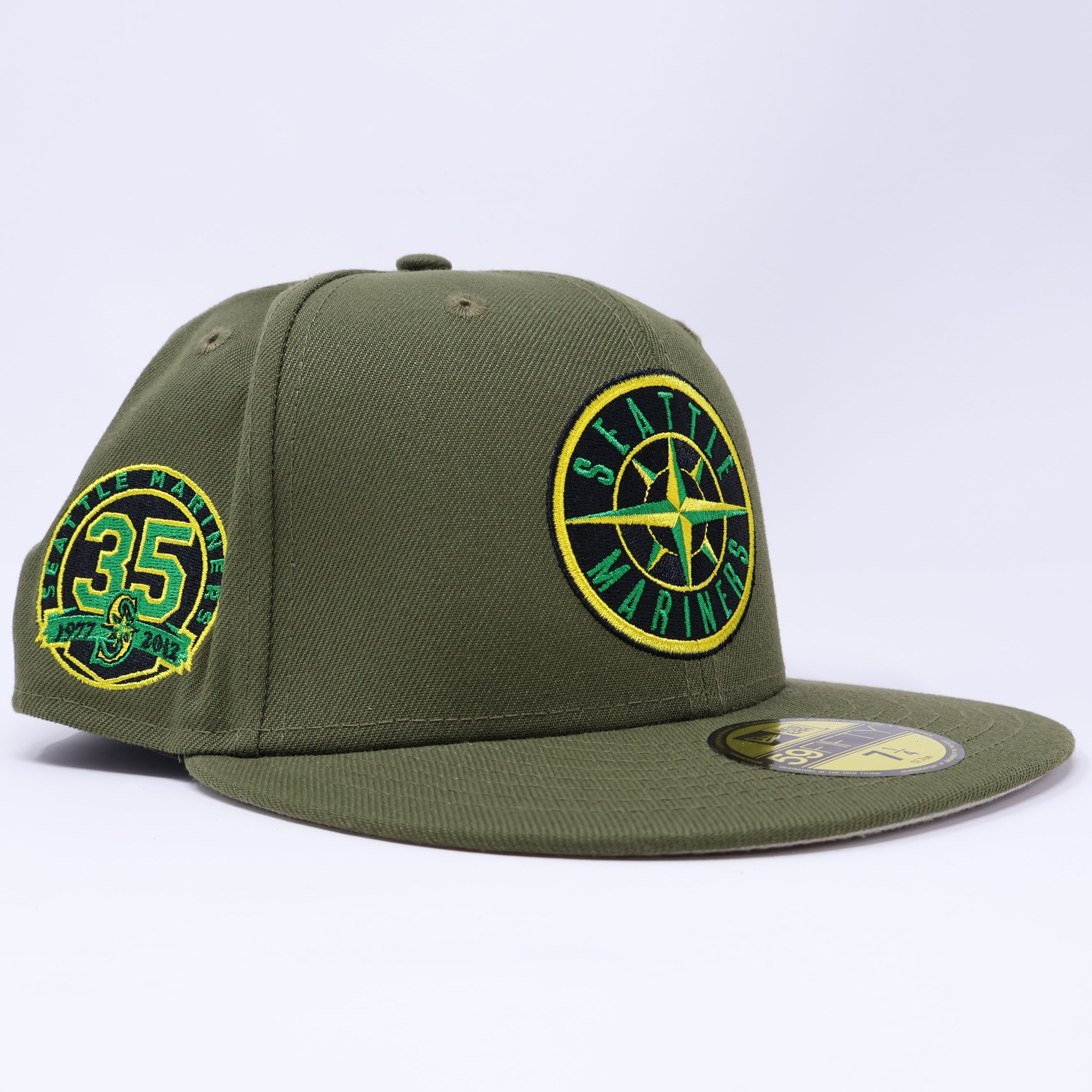 NEW 1/4 Olive Seattle Mariners 35th Anniversary Hatclub 59fifty New Era Fitted Hat Cap