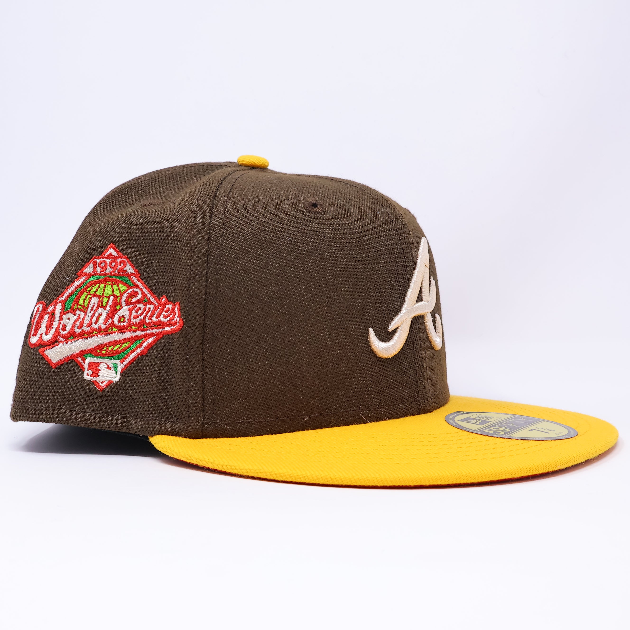 NWT 5/8 Brown Atlanta Braves 1992 World Series 59fifty New Era Fitted Hat Cap