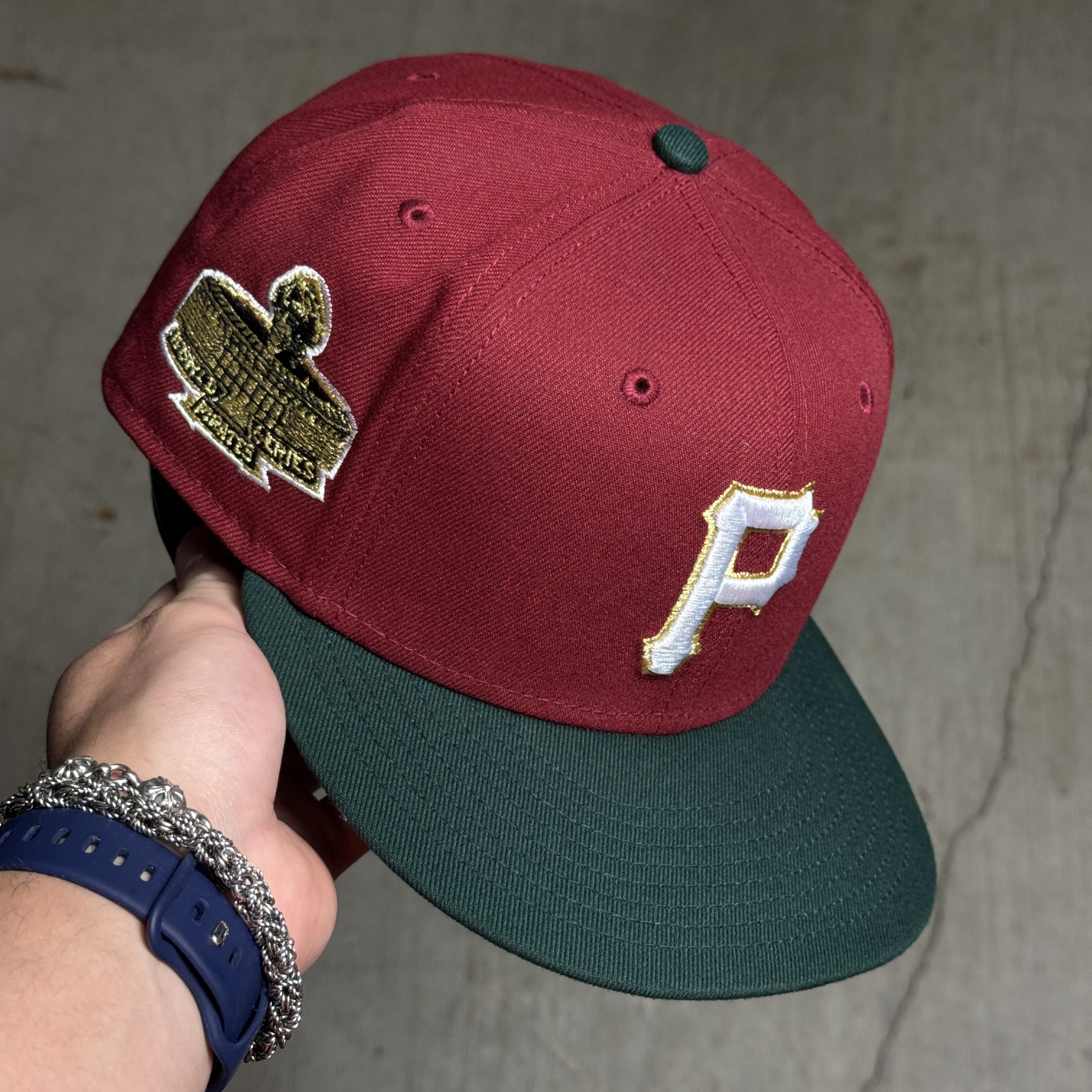 USED 5/8 Maroon Pittsburgh Pirates World Series 59fifty New Era Fitted Hat Cap