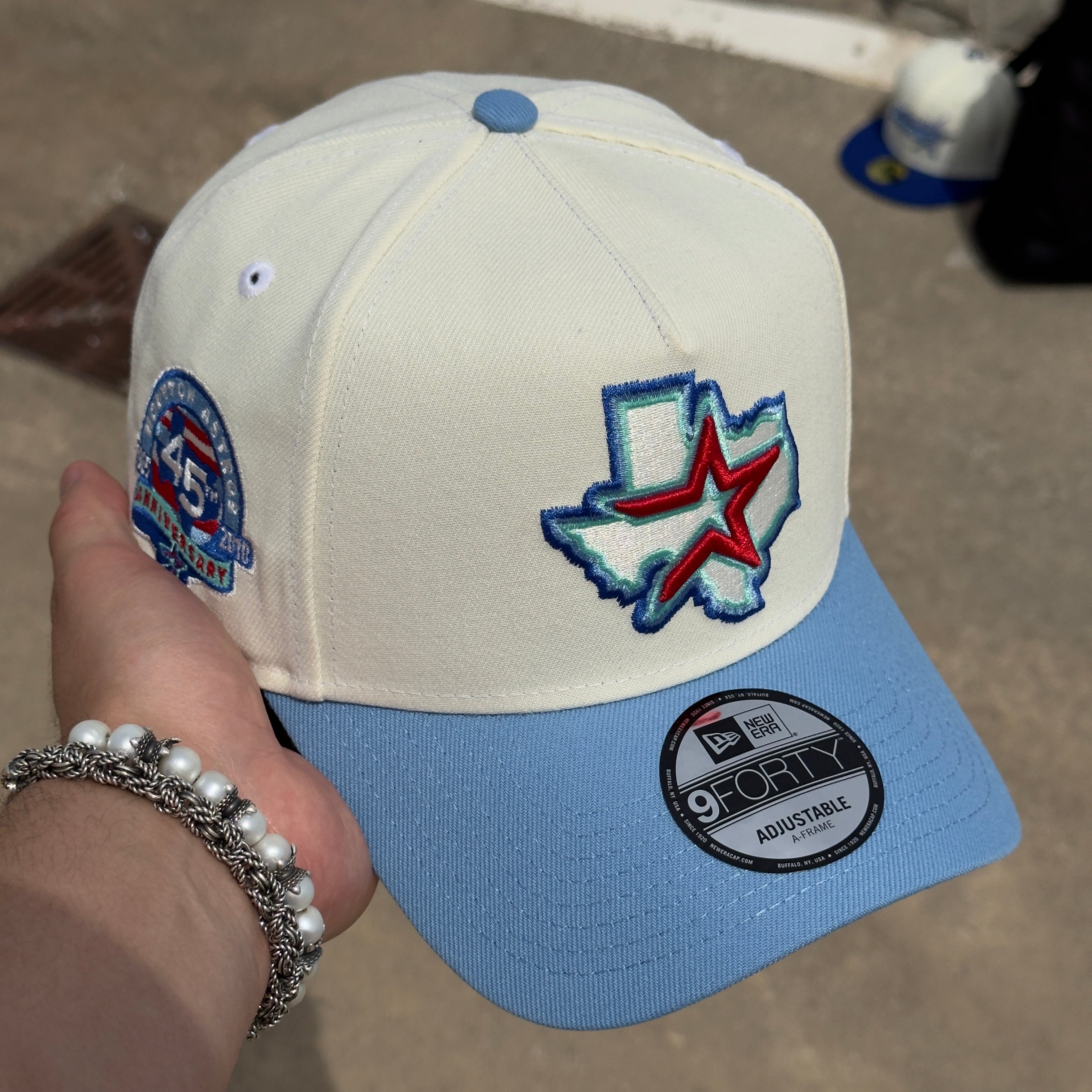 Chrome Houston Astros 45th Anniversary Blue New Era A-Frame Adjustable One Size 9Forty