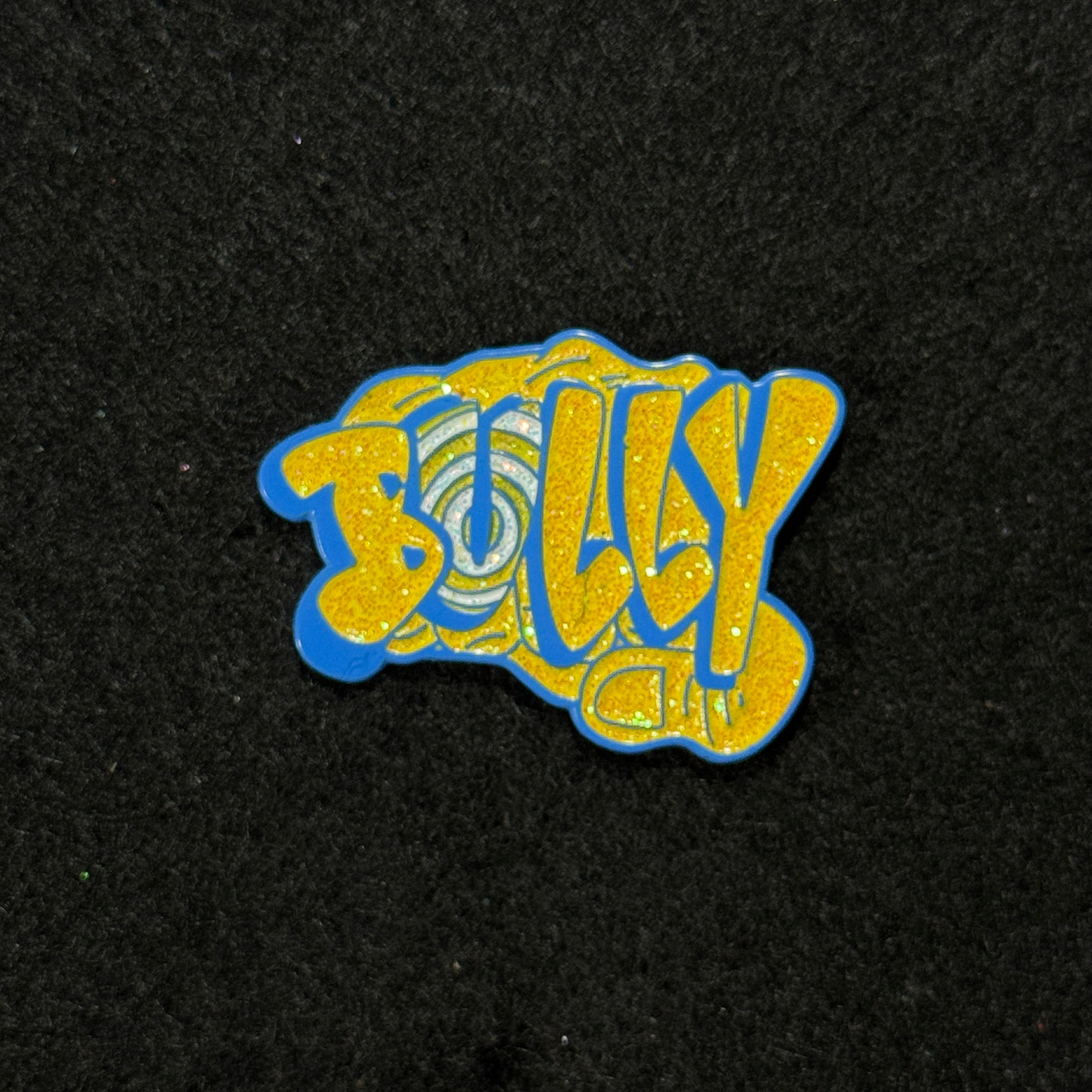 BULLY Blue Plating / Yellow Glitter Graphic Pin