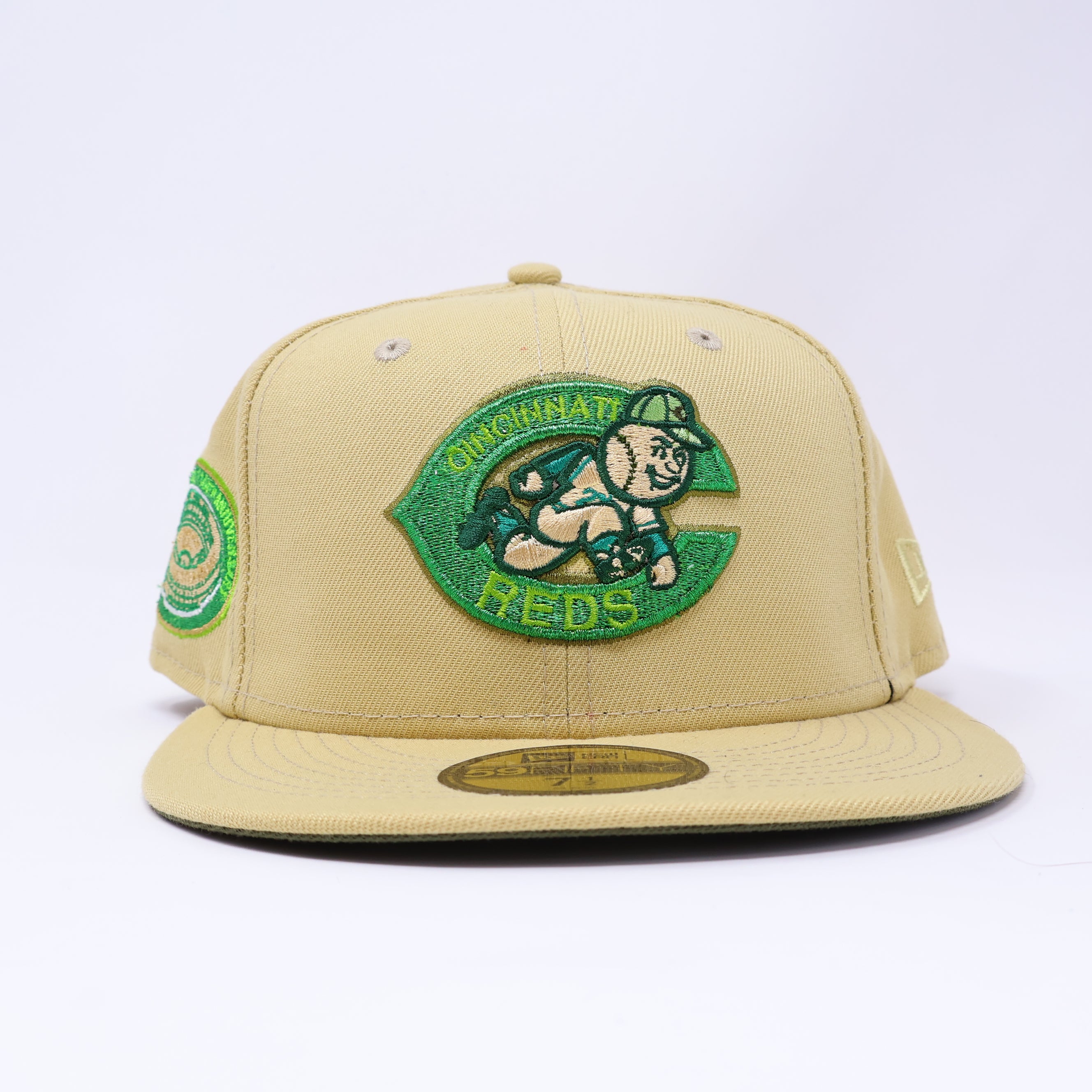 NEW 1/2 Gold Cincinnati Reds 100th Anniversary 59fifty New Era Fitted Hat Cap