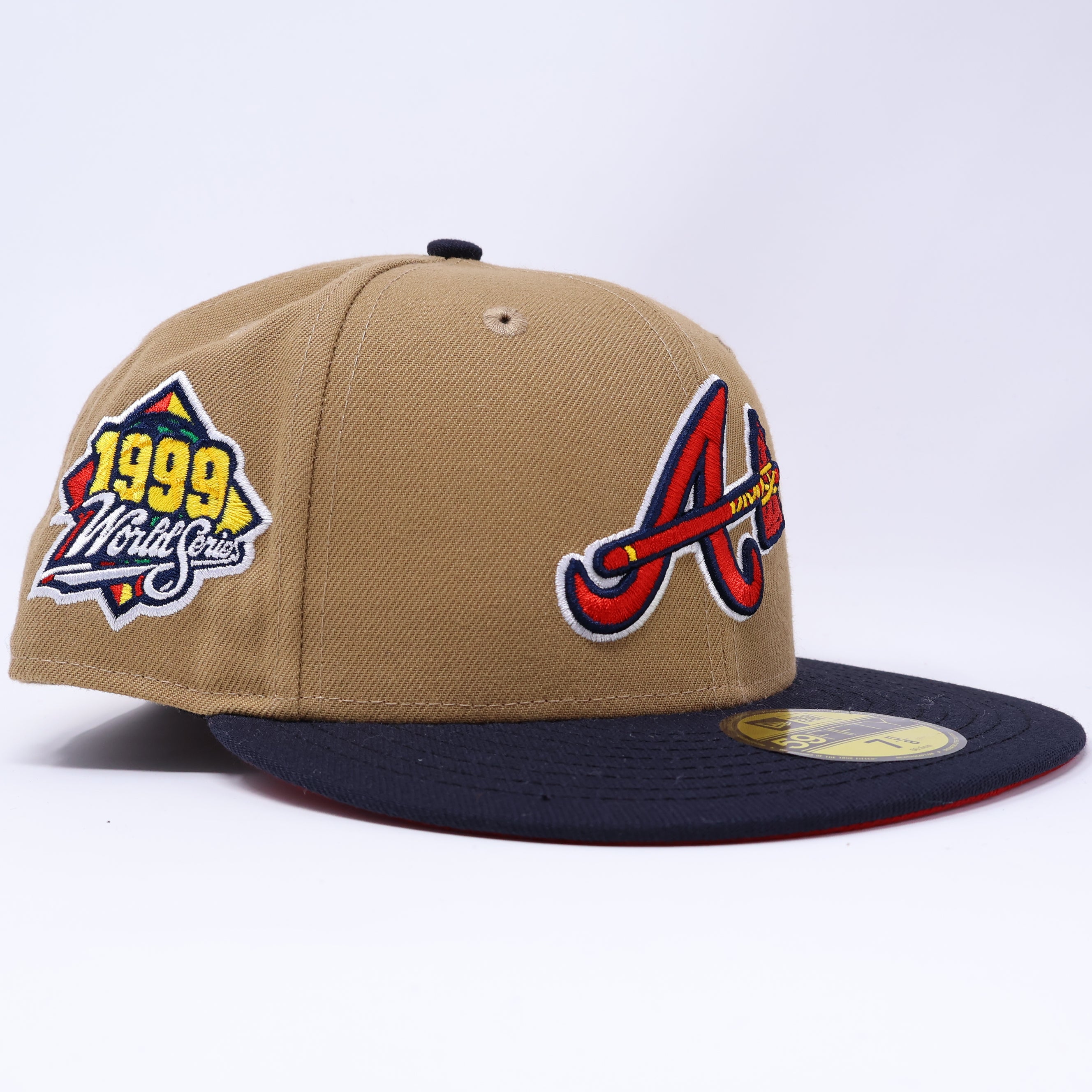 NWT 5/8 Khaki Atlanta Braves 1999 World Series 59fifty New Era Fitted Hat Cap