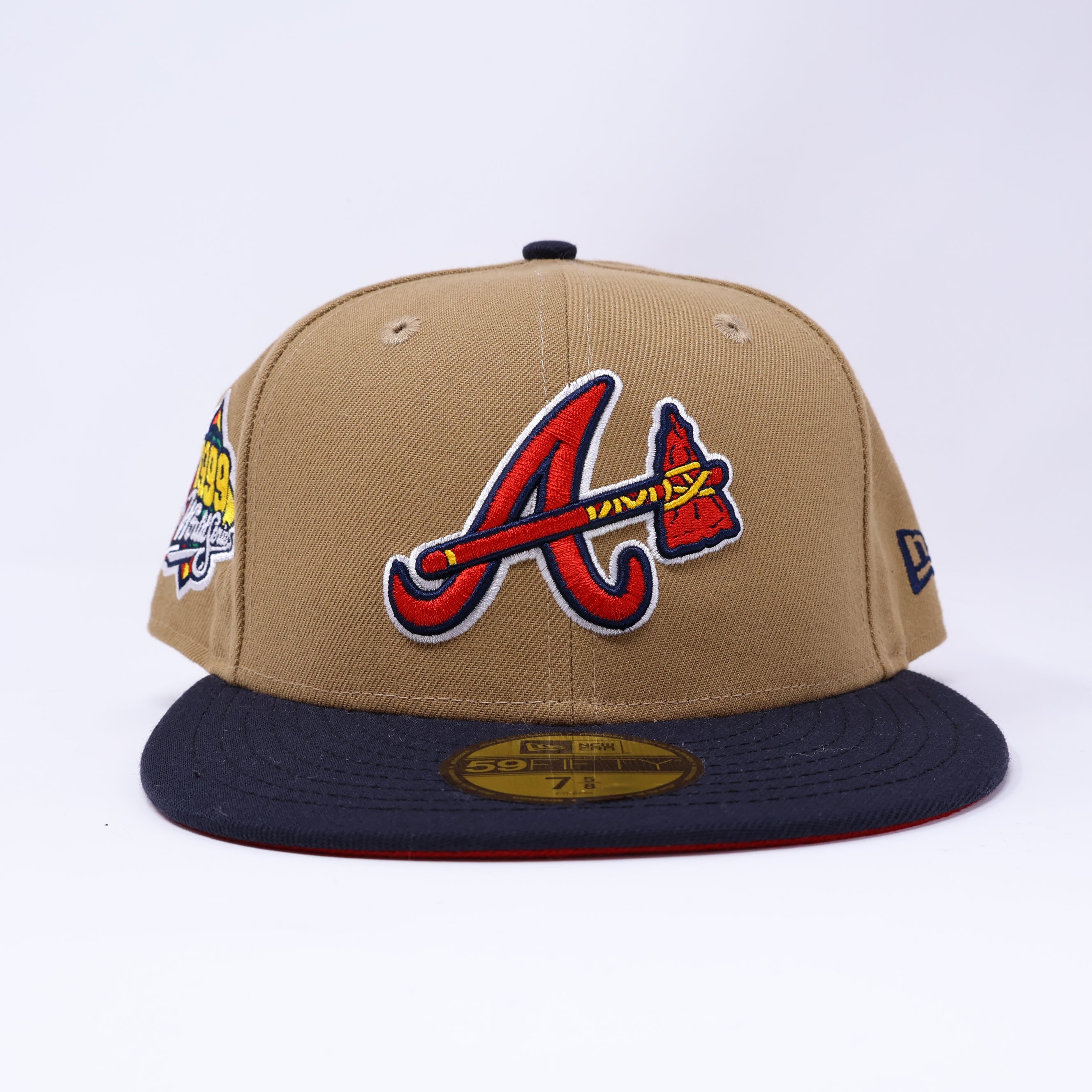 NWT 5/8 Khaki Atlanta Braves 1999 World Series 59fifty New Era Fitted Hat Cap