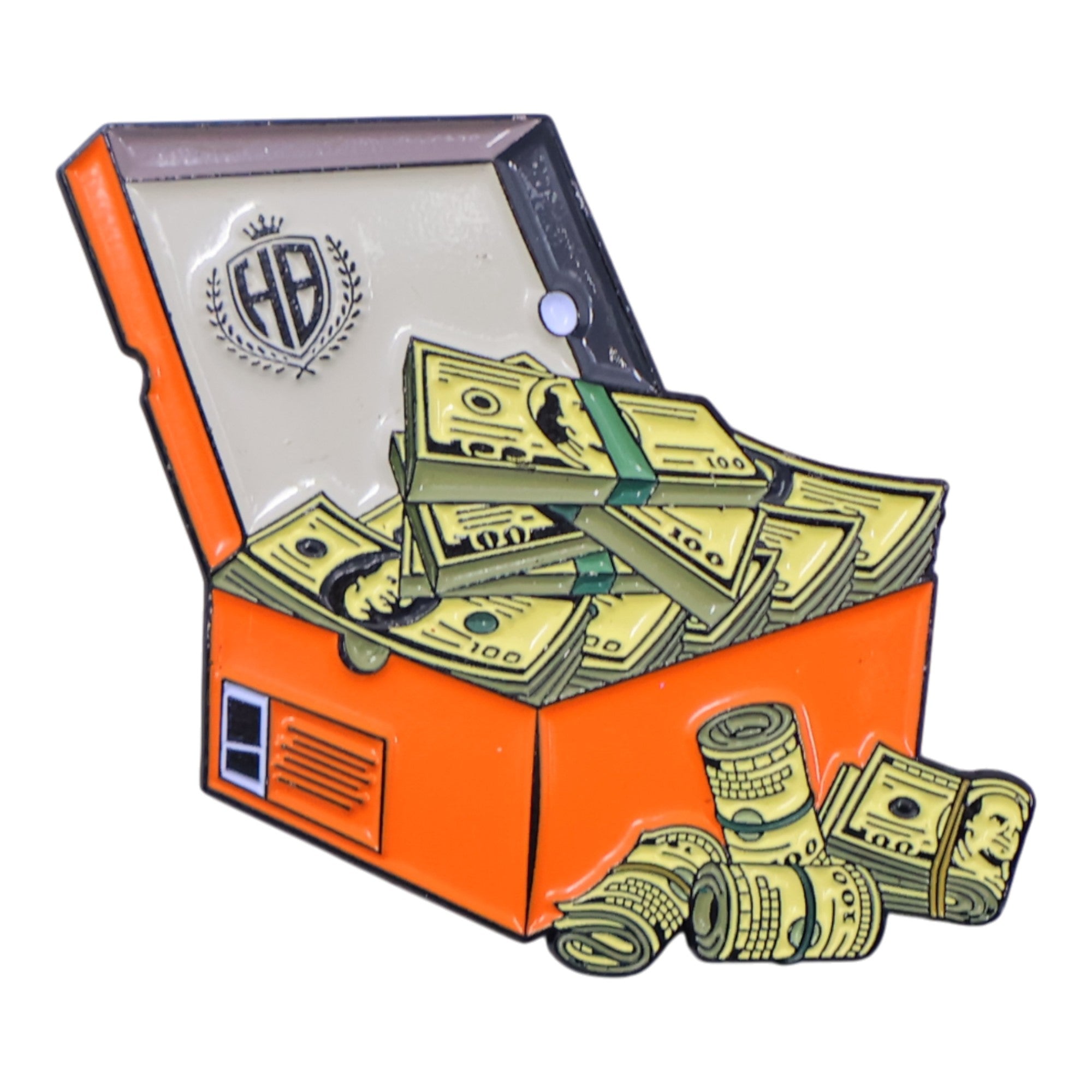 Money in Case Graphic Pin