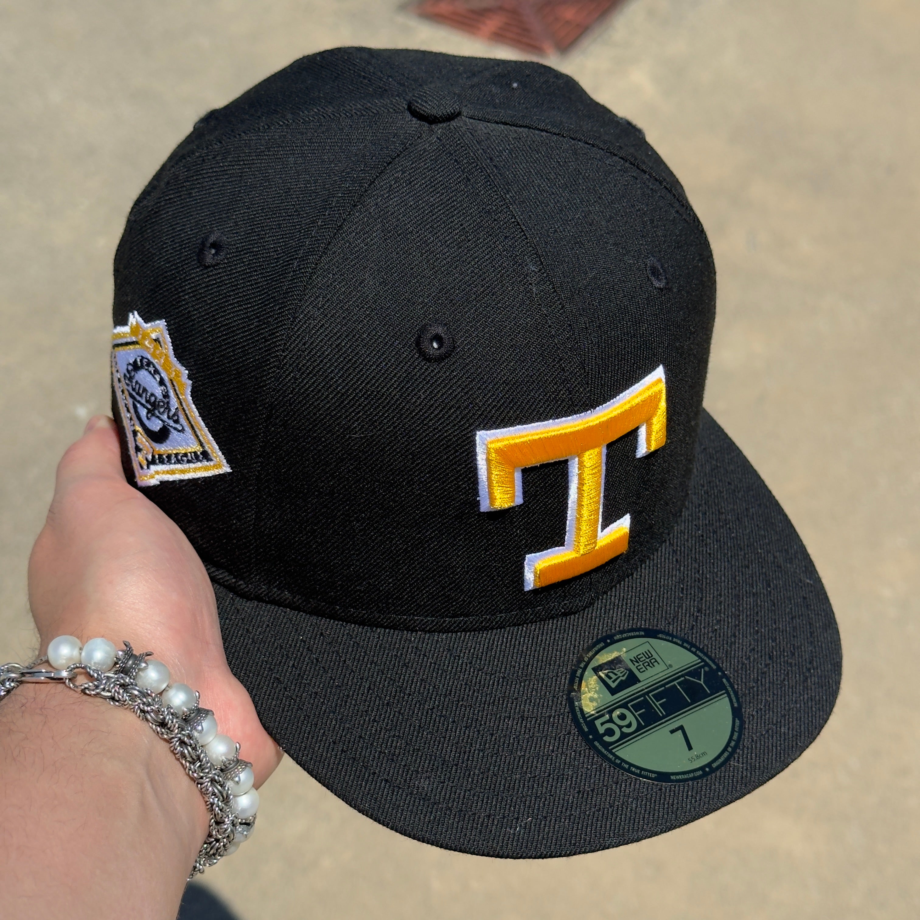 Size 7 NEW Black Yellow Texas Rangers American League 59fifty New Era Souf Crowns