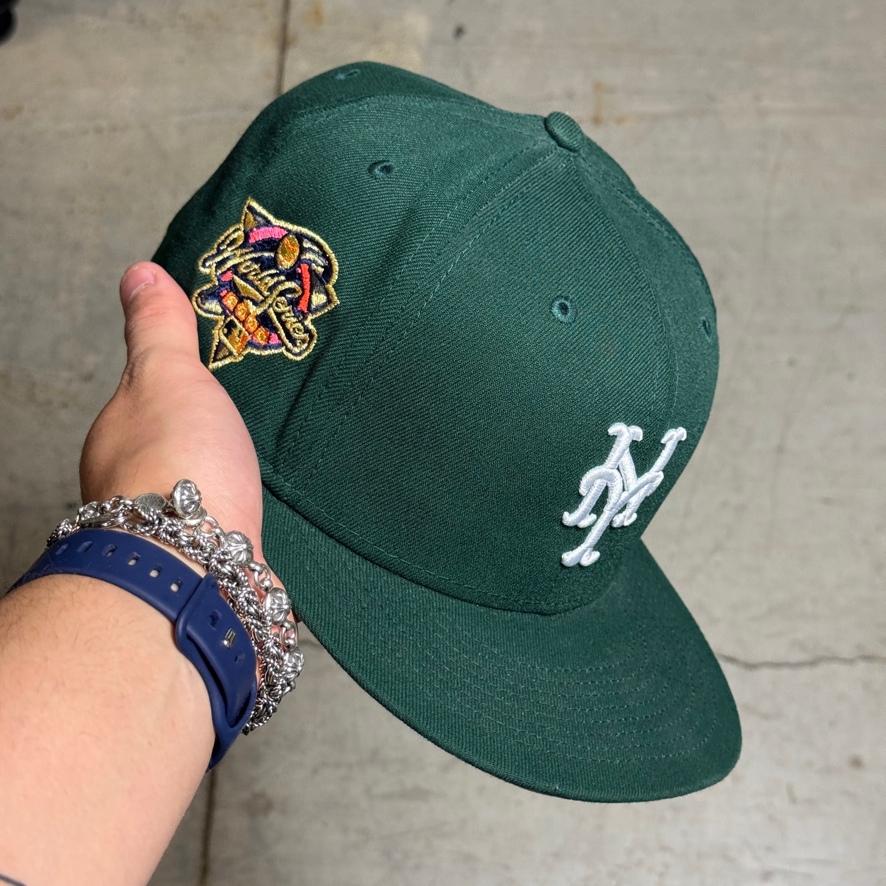 USED 7/8 Green New York Mets 2000 World Series 59fifty New Era Fitted Hat Cap