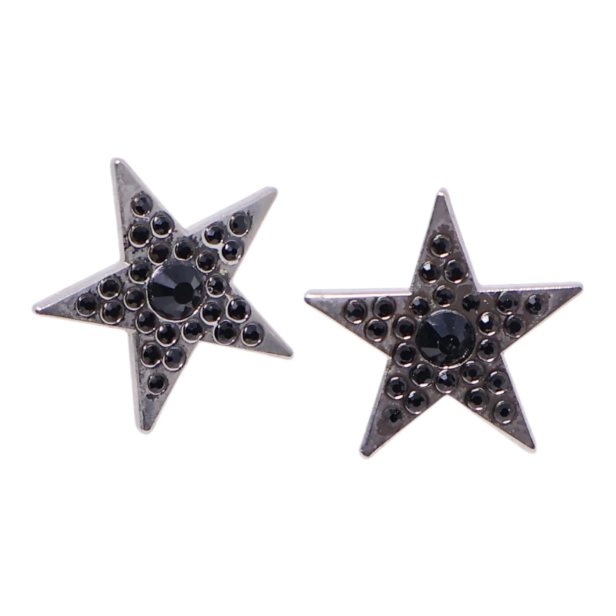 Pair of Rhinestone Stars Graphic Pin