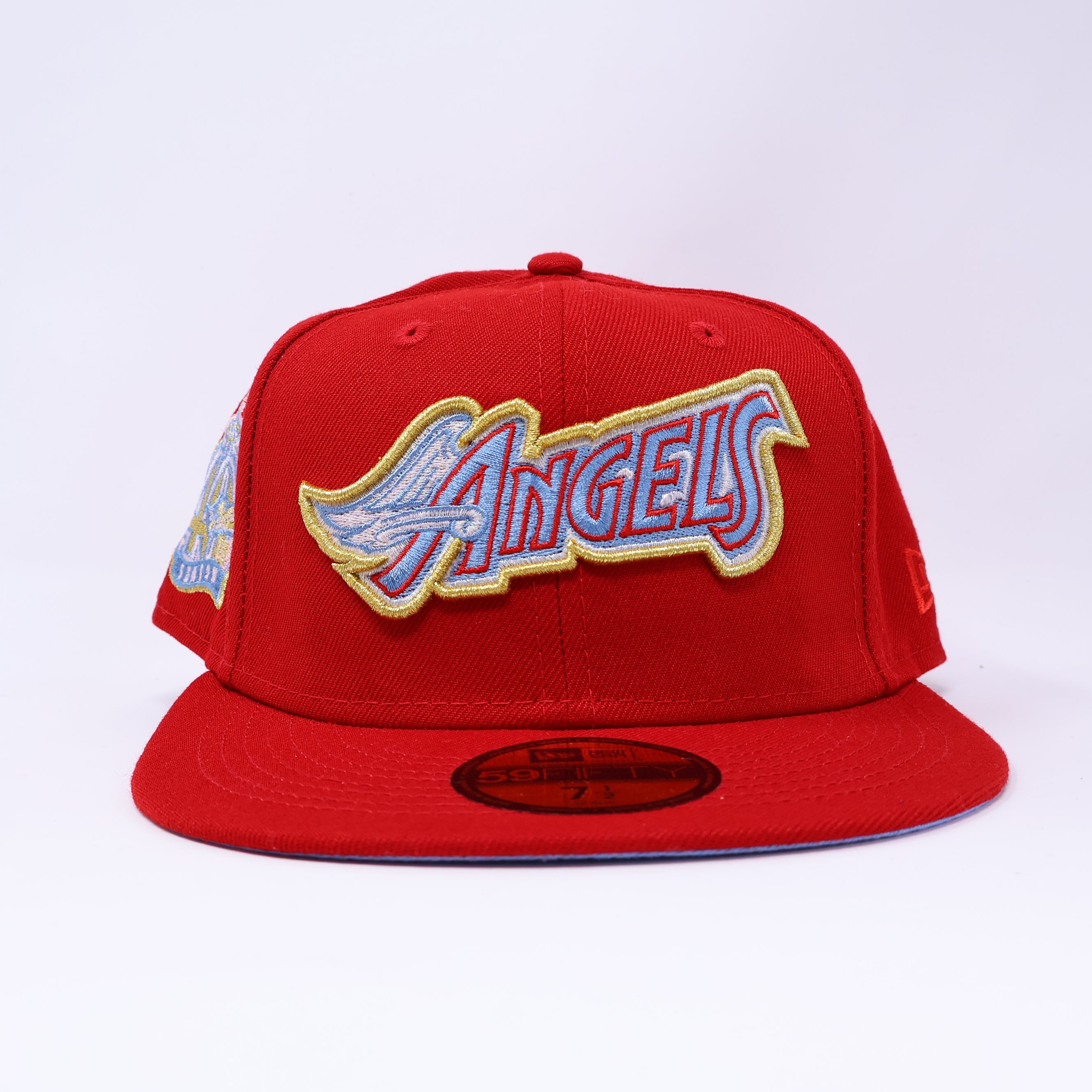 NEW Red Anaheim Angels 40th Anniversary Icy Blue 59fifty New Era Fitted Cap Hat