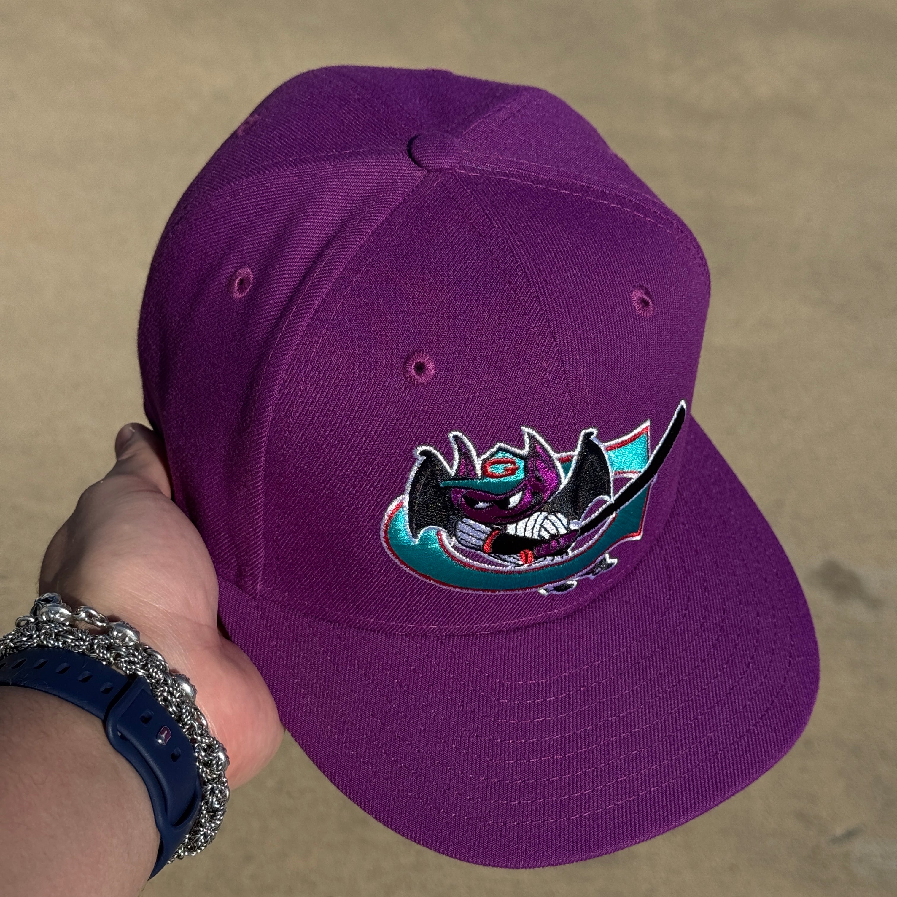 USED 1/8 Purple Greensboro Bats 59fifty New Era Fitted Hat Cap
