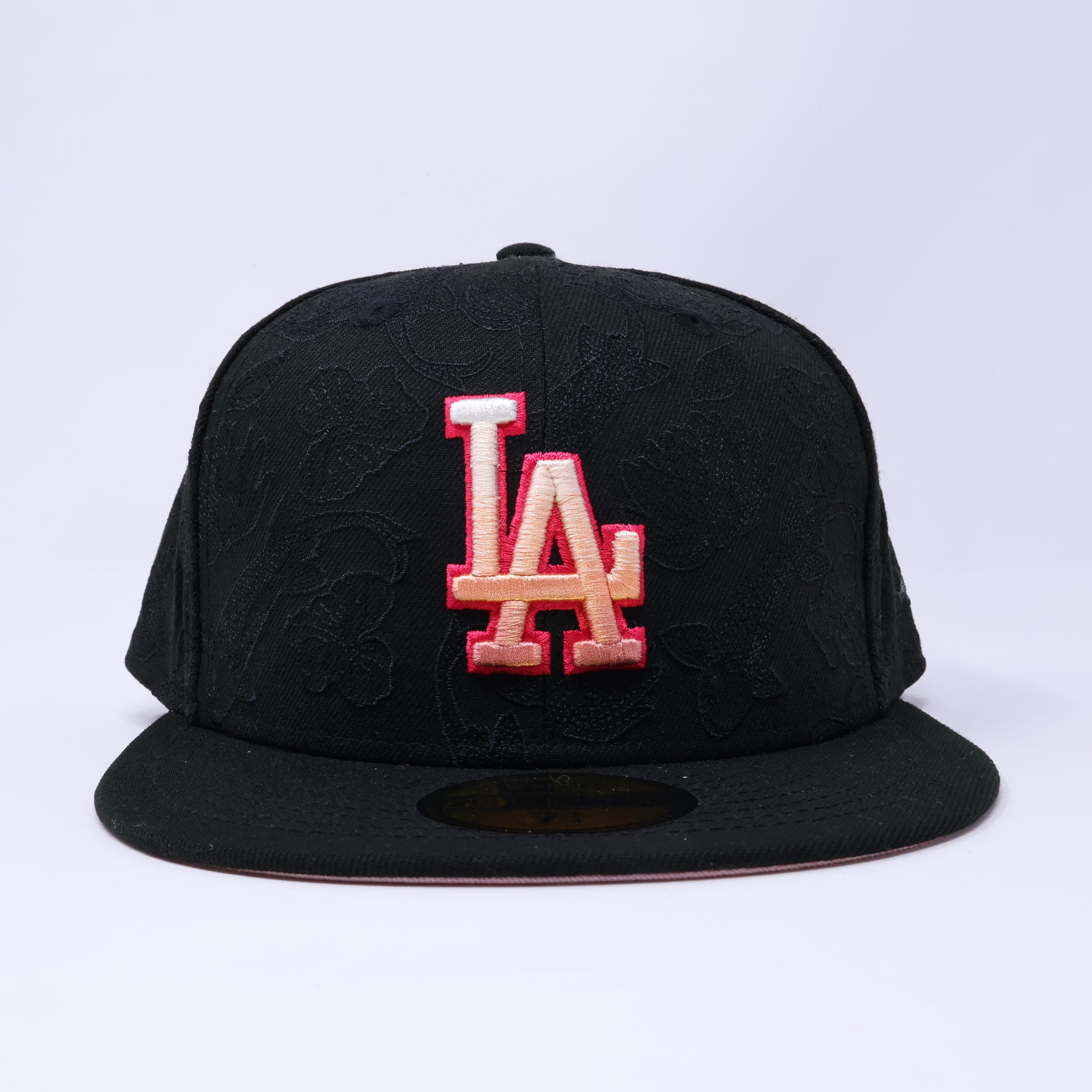 NWT Black Los Angeles Dodgers Koi Pattern 59fifty New Era Fitted Hat Cap