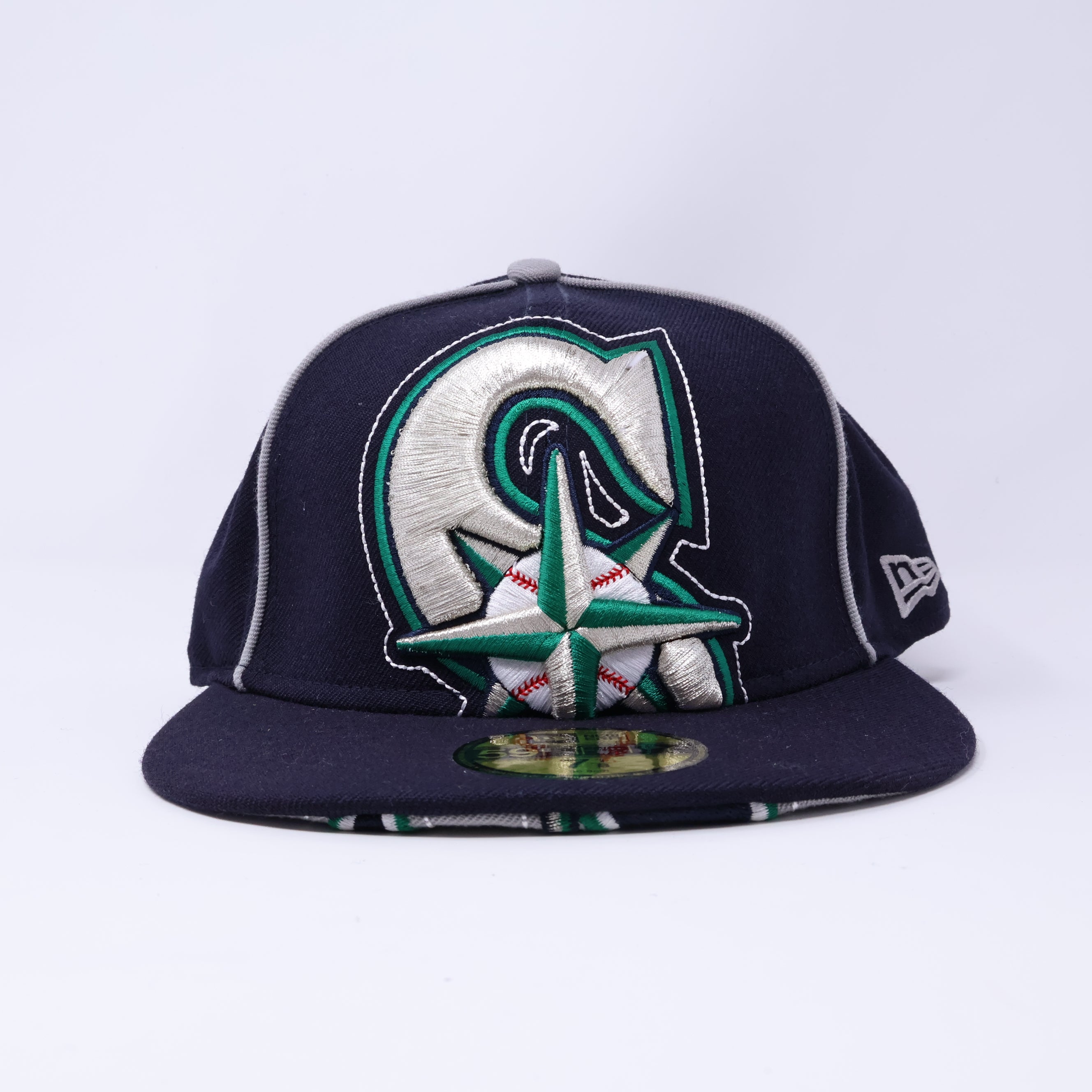 NWT 1/8 Navy Seattle Mariners Throwback 59fifty New Era Fitted Hat Cap