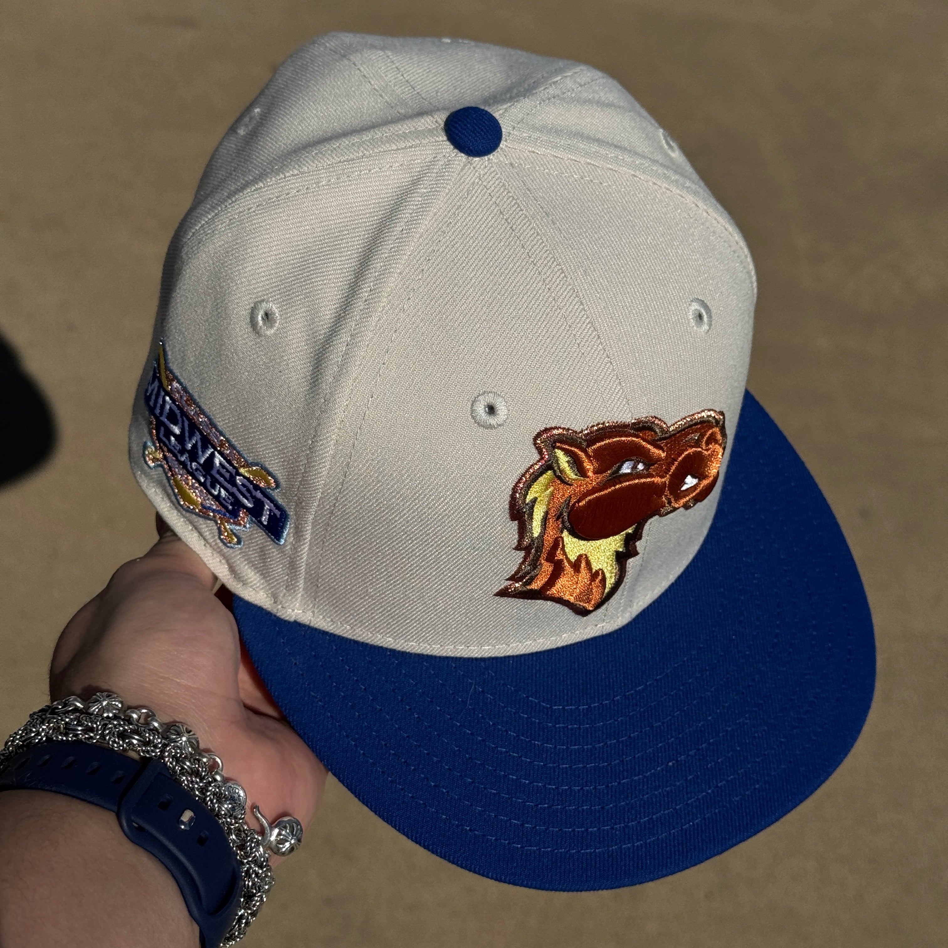 USED 1/8 Stone Great Lakes Camels Midwest League 59fifty New Era Fitted Hat Cap