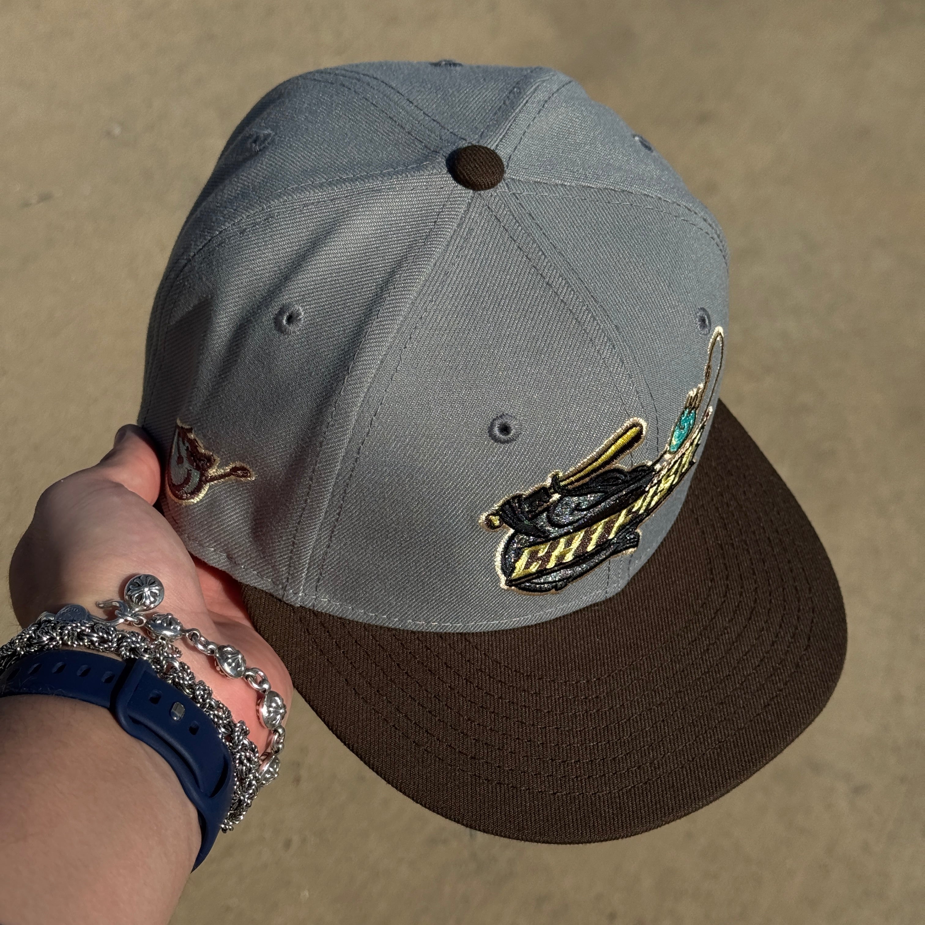 USED 1/8 Gray Columbus Catfish 59fifty New Era Fitted Hat Cap Minor League