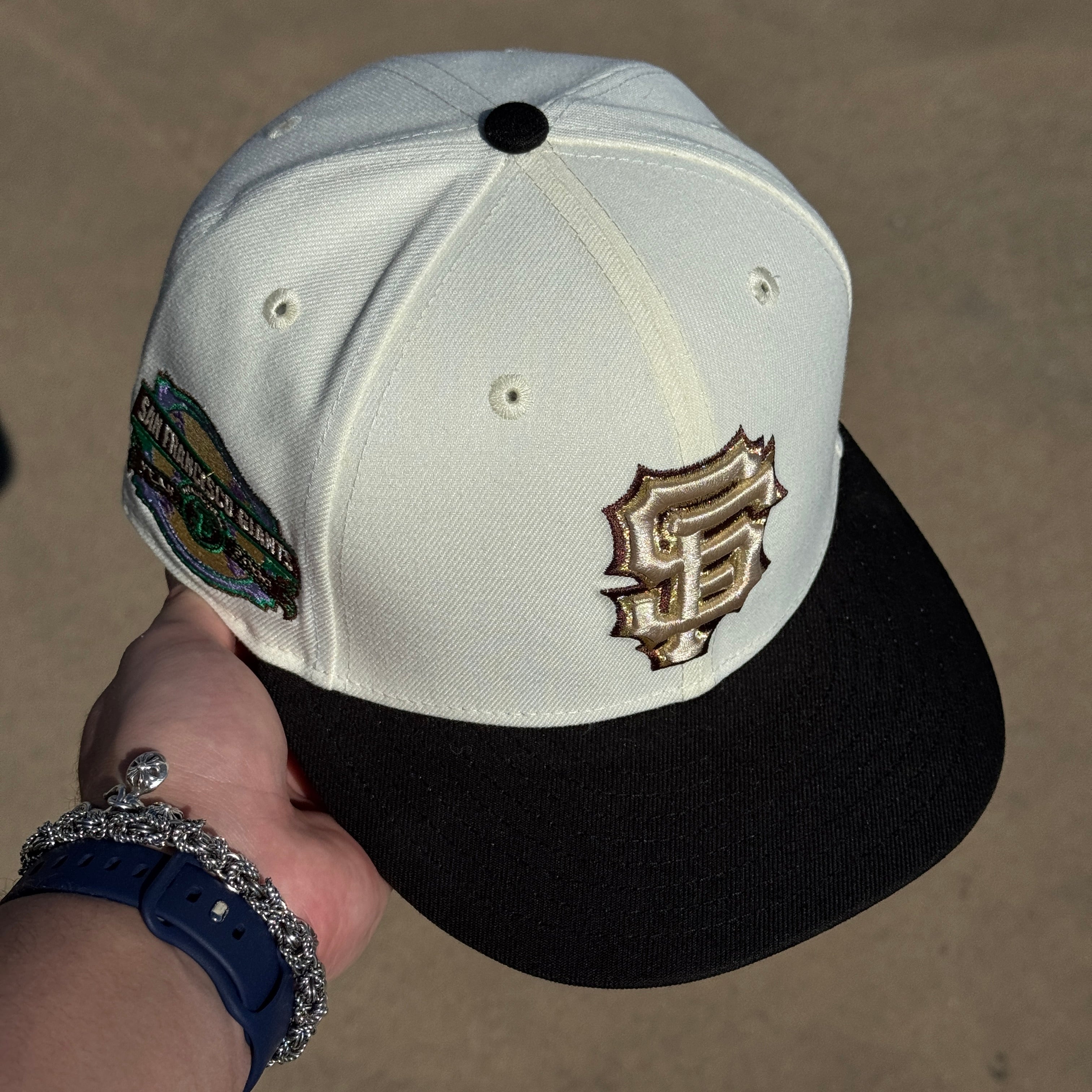 USED 1/8 Chrome San Francisco Giants Year 2000 59fifty New Era Fitted Hat Cap