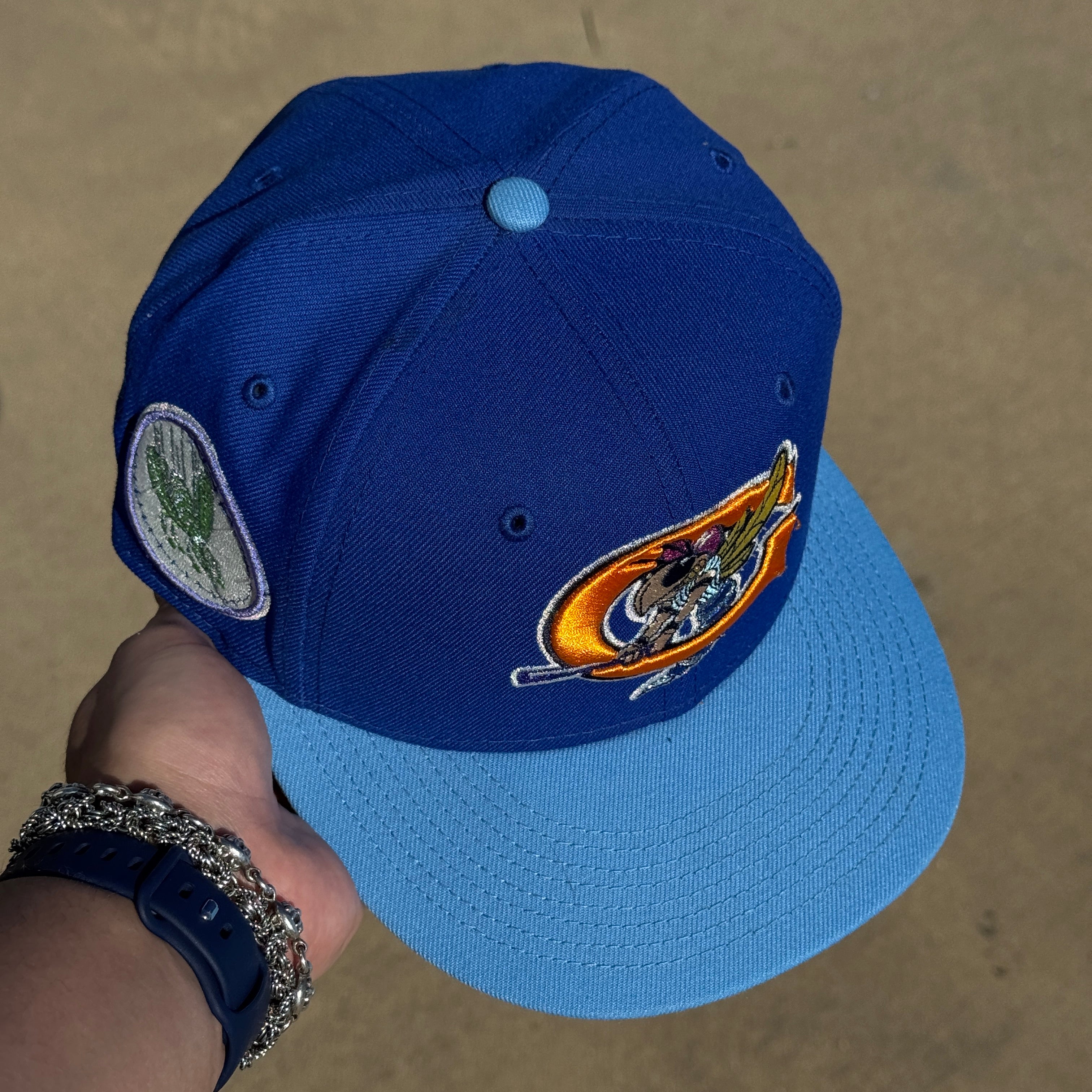USED 1/8 Blue Greensboro Hornets 59fifty New Era Fitted Hat Cap Minor League