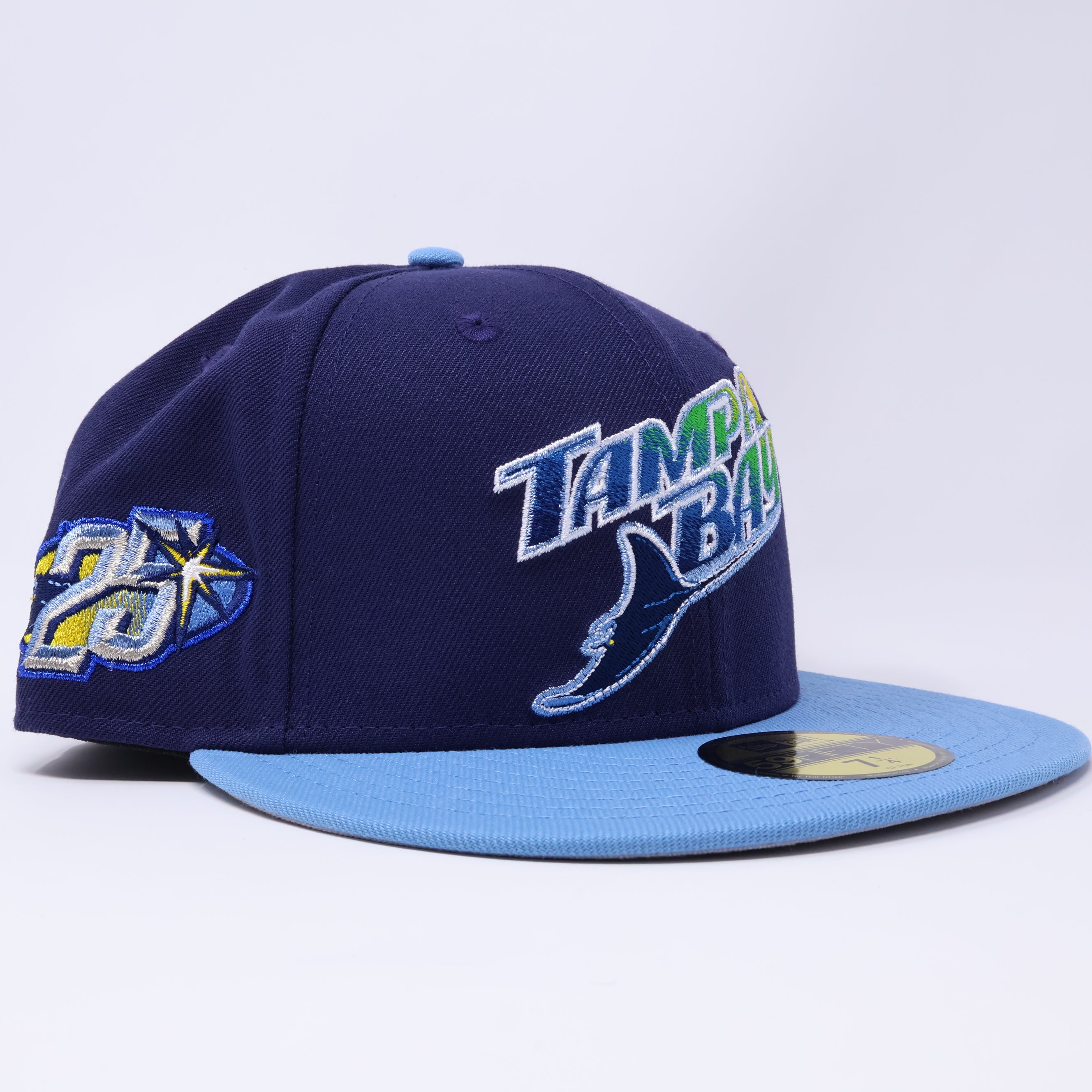 NWT 1/4 Navy Tampa Bay Devil Rays 25th Anniversary 59fifty New Era Fitted Hat Cap