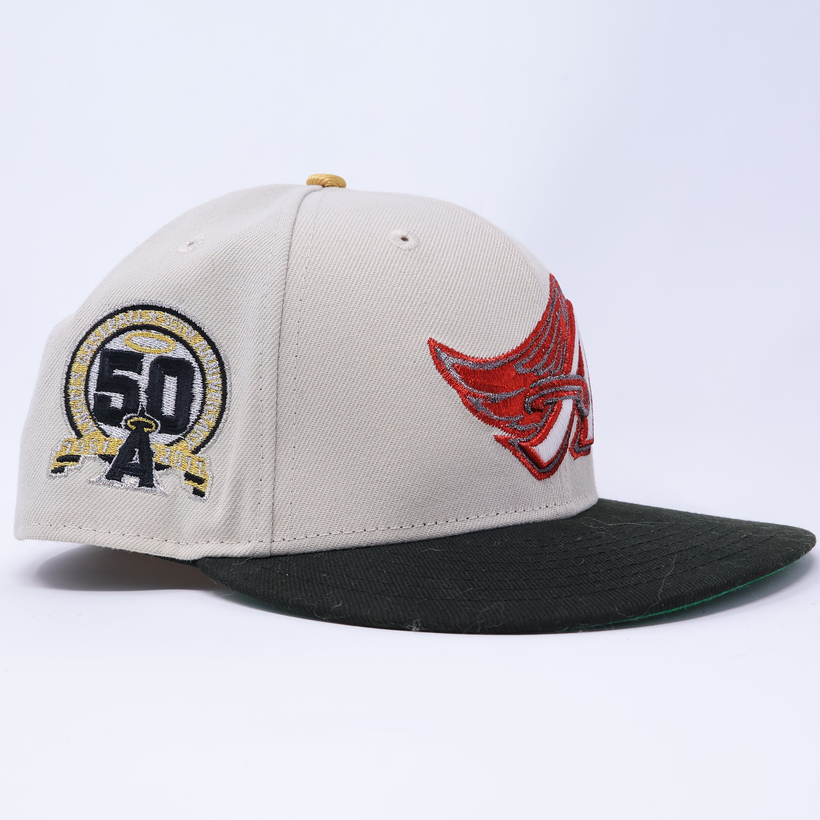 USED 3/8 Stone Los Angeles Angels 50th Anniversary 59fifty New Era Fitted Hat Cap