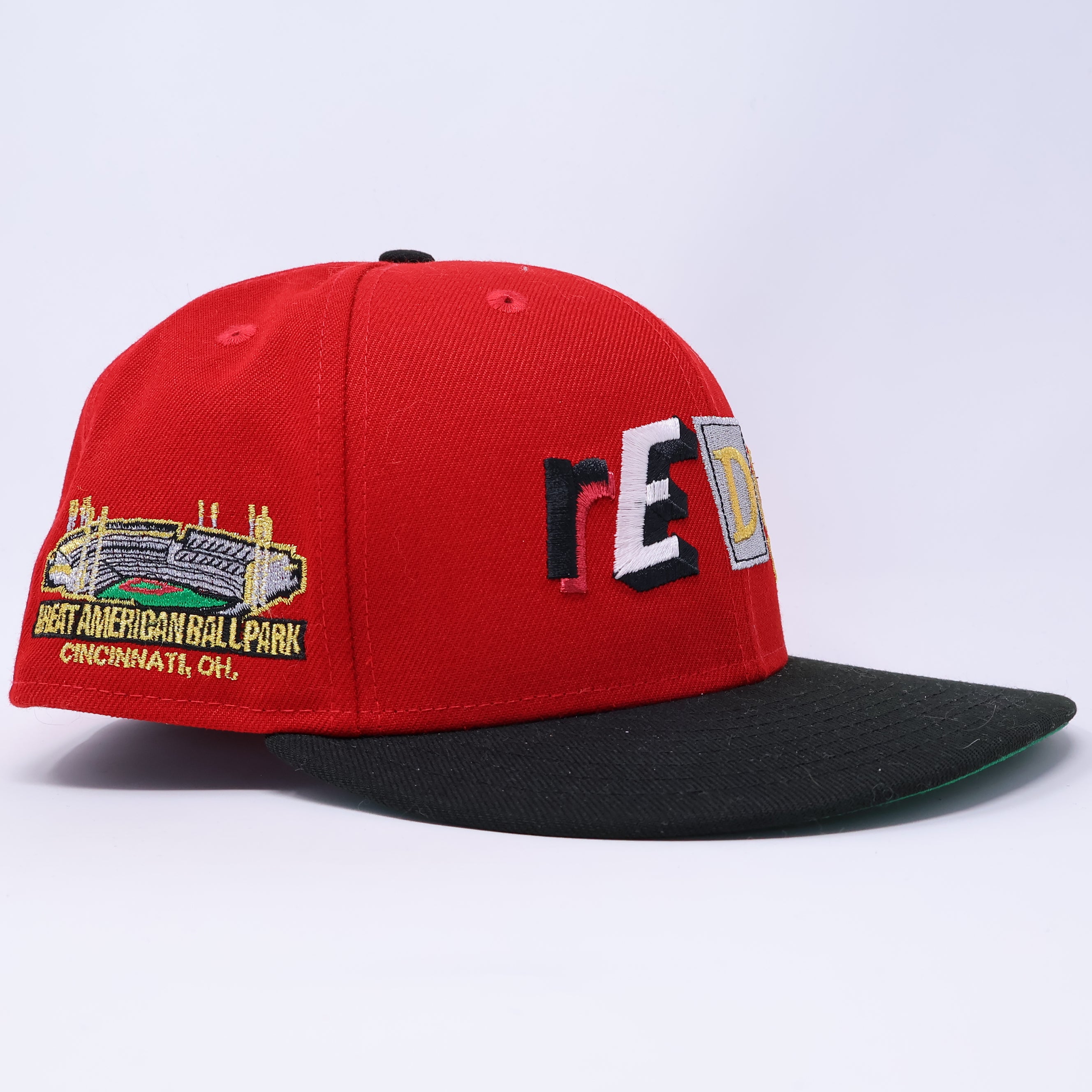 USED 3/8 Red Cincinnati Reds Great American Ballpark 59fifty New Era Fitted Hat Cap